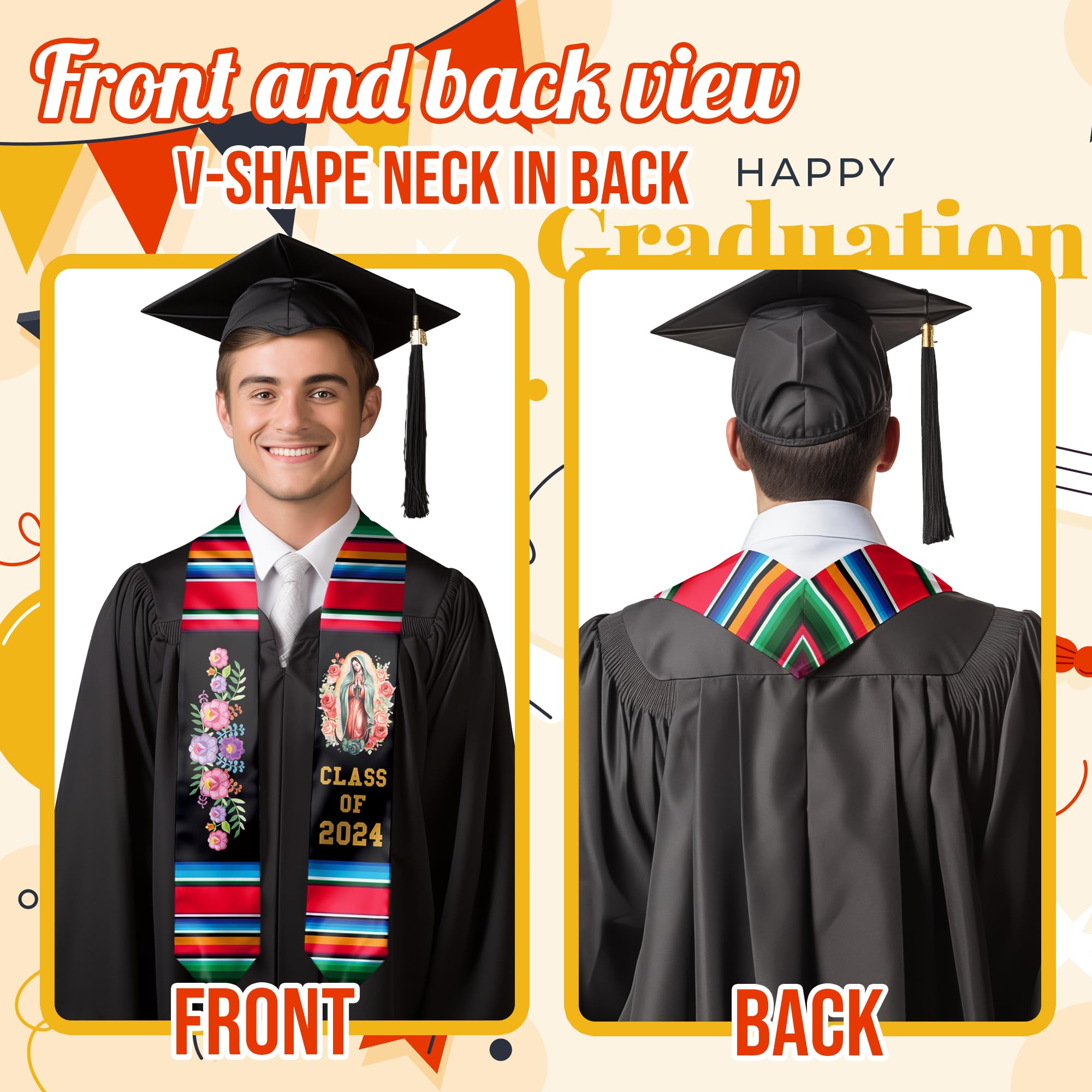 2025 Mexican Graduation Stole - 72'' Authentic Mexican Graduation Sash for Graduation Day - Perfect Graduation Gift for High School & College Graduates - Ideal for Commencement Ceremonies & Graduation Photos