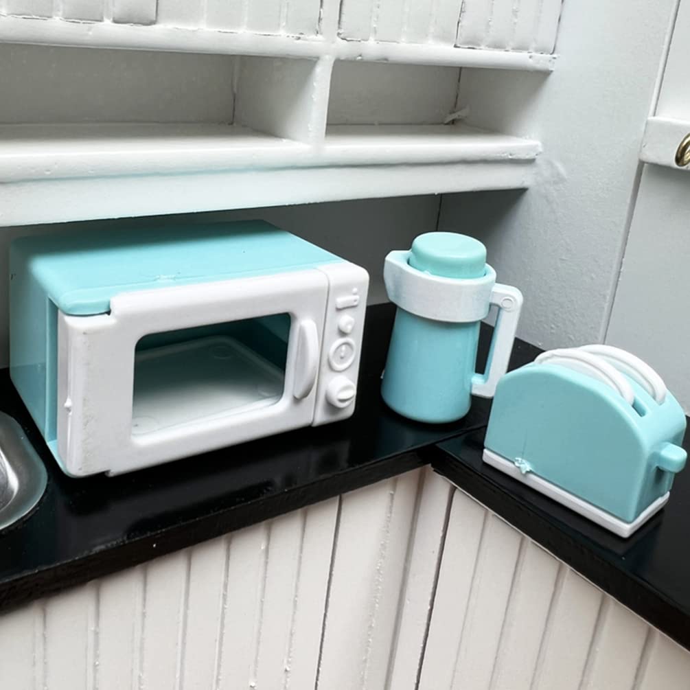 Zerodeko Mini Kitchen Playset for Toddlers - 1 Set Includes Microwave, Kettle & Bread Maker Toy - Pretend Play Kitchen Accessories & Utensils for Girls - Perfect for Role Play, Early Learning & Home Decor