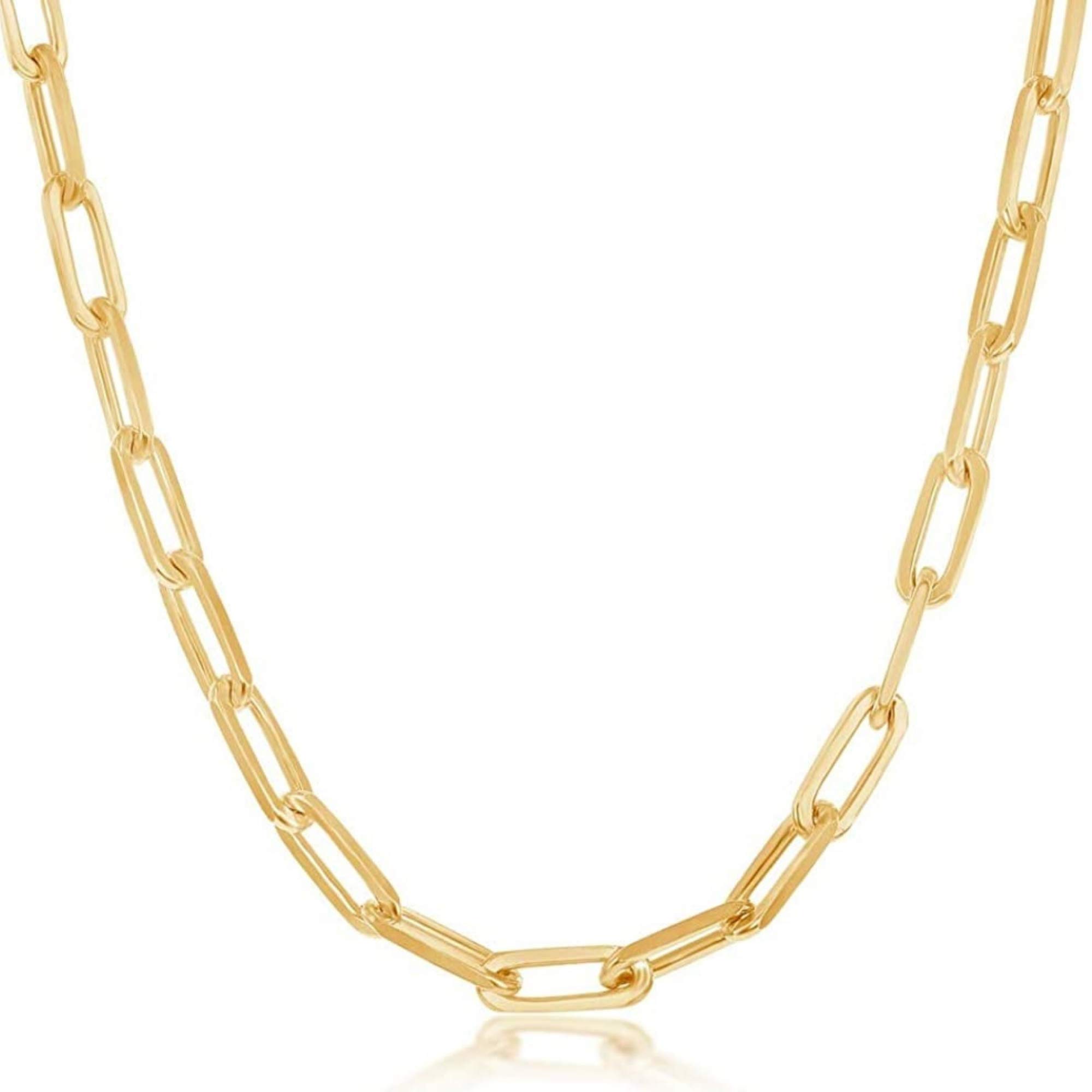 Beaux Bijoux Paperclip Chain Necklaces for Women | Sterling Silver & 14k Gold Plated Layering Necklace | Adjustable Width & Length | Italian Crafted Fine Jewelry | Perfect for Daily Wear, Office & Special Occasions