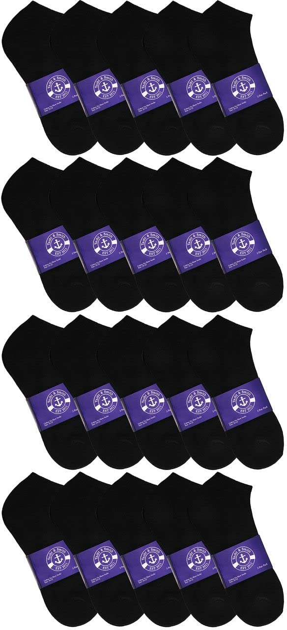 Bulk Men's Quarter Ankle Socks 60 Pairs - Black White Gray for Casual Wear & Sports