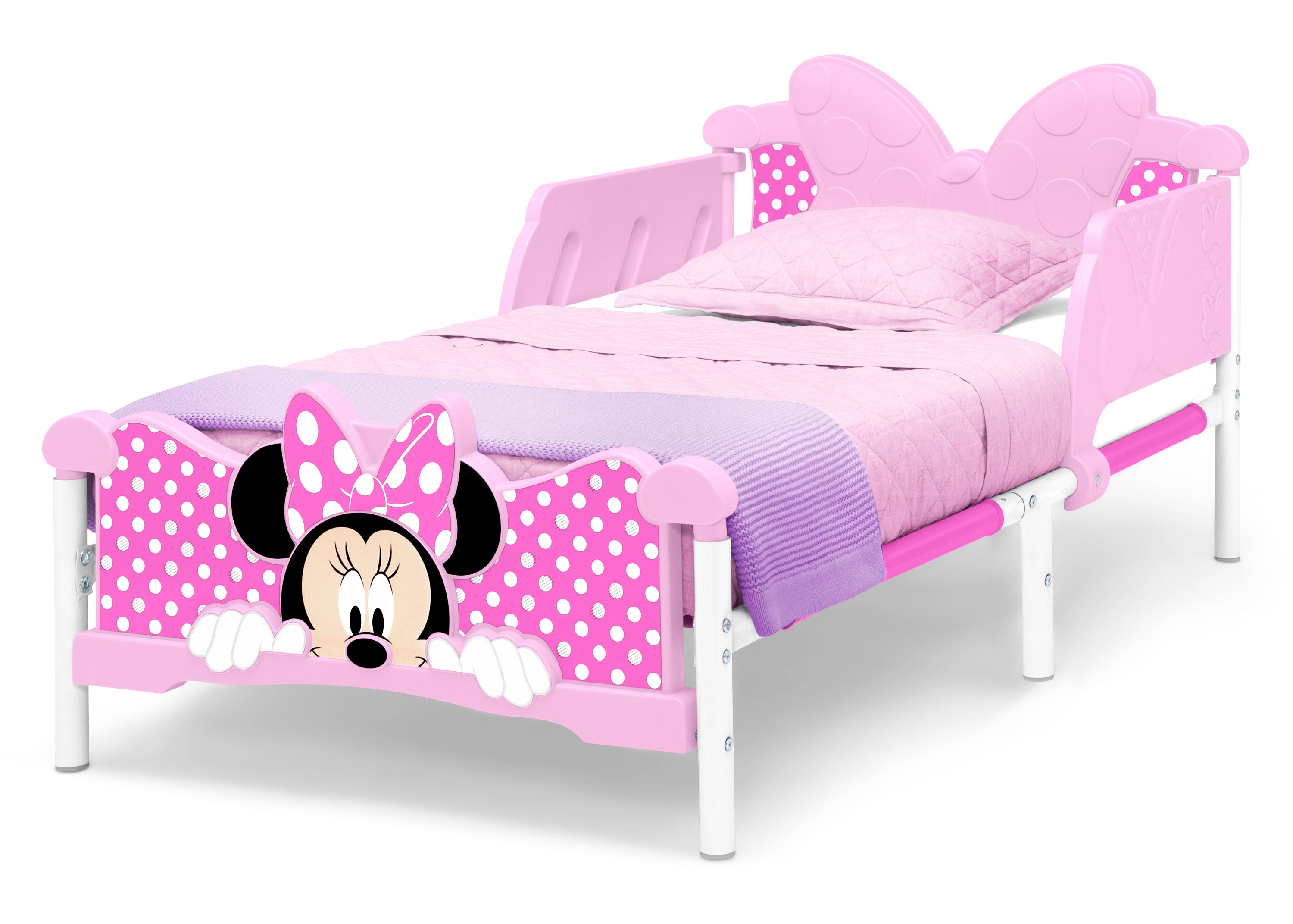 Minnie Mouse 3D Toddler Bed for Girls - Disney Princess Themed Kids Furniture - Perfect for Nursery, Bedroom & Playroom Decor