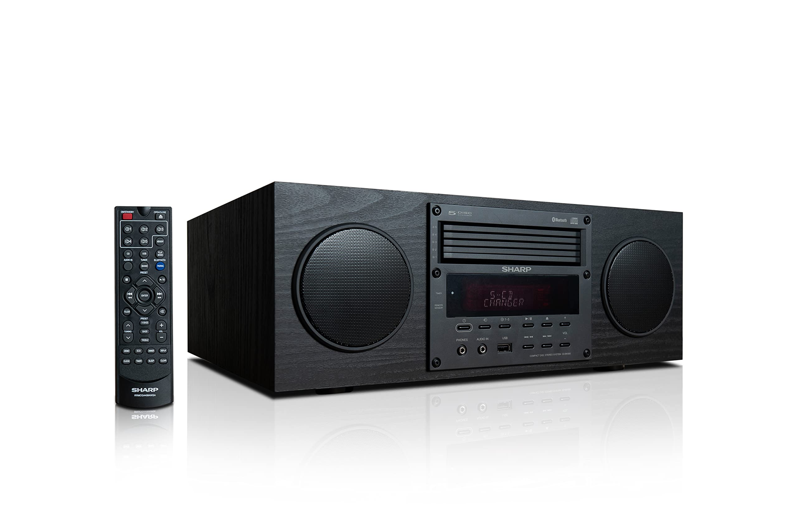 CD-BH350 5-Disc CD Changer Bluetooth Stereo System with FM Radio, USB Playback & 50W RMS Power - Perfect for Home Entertainment, Parties & Office Music