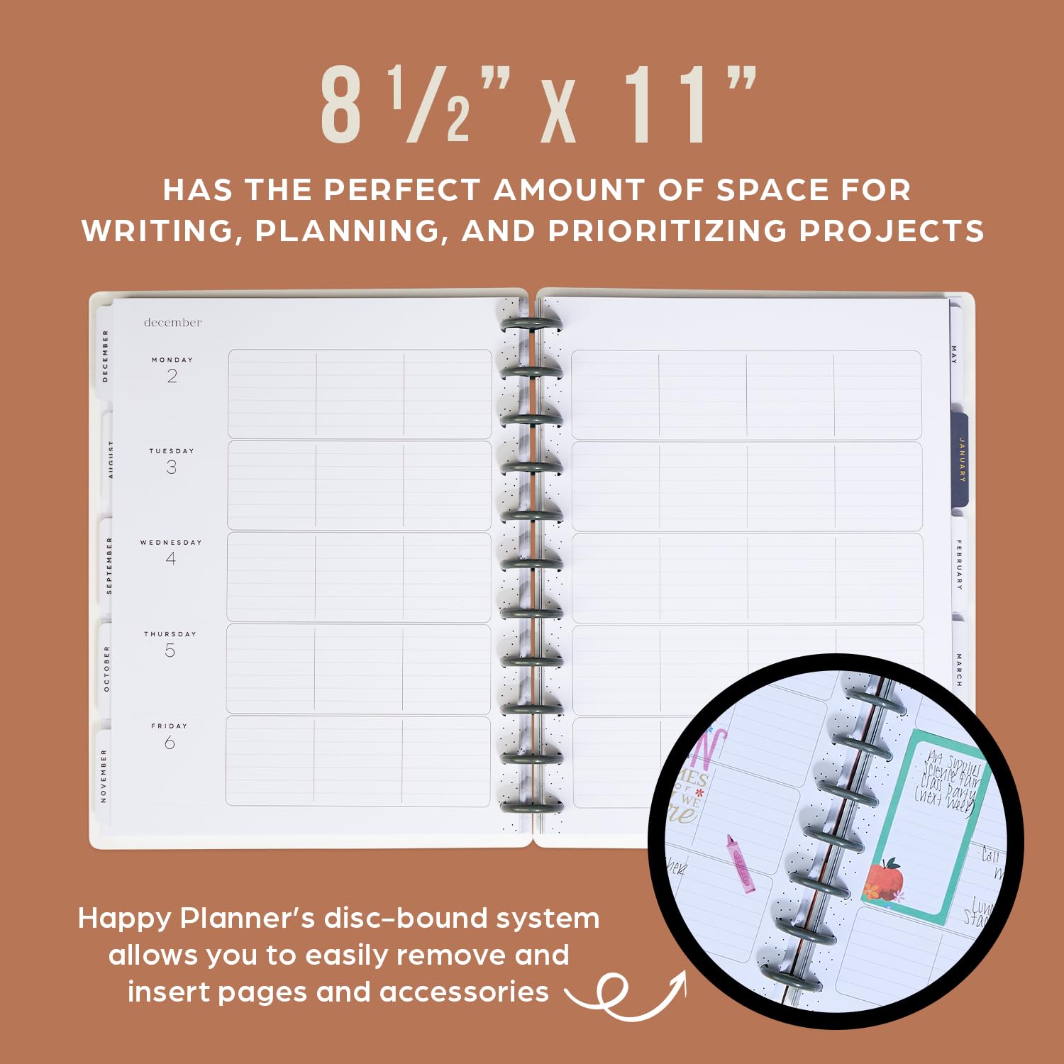 Happy Planner 2024-2025 Academic Year Planner - July 2024 to June 2025, 12 Month Disc Bound Teacher Planner with Daily & Monthly Layouts, 8.5