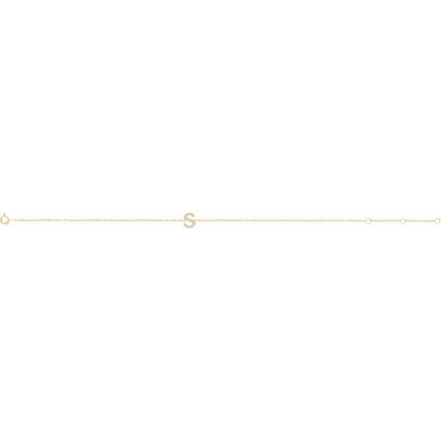 Elegant Pave Diamond Initial Letter Bracelet SB002 - Personalized Name Jewelry for Women, Perfect Gift for Birthday, Anniversary & Valentine's Day