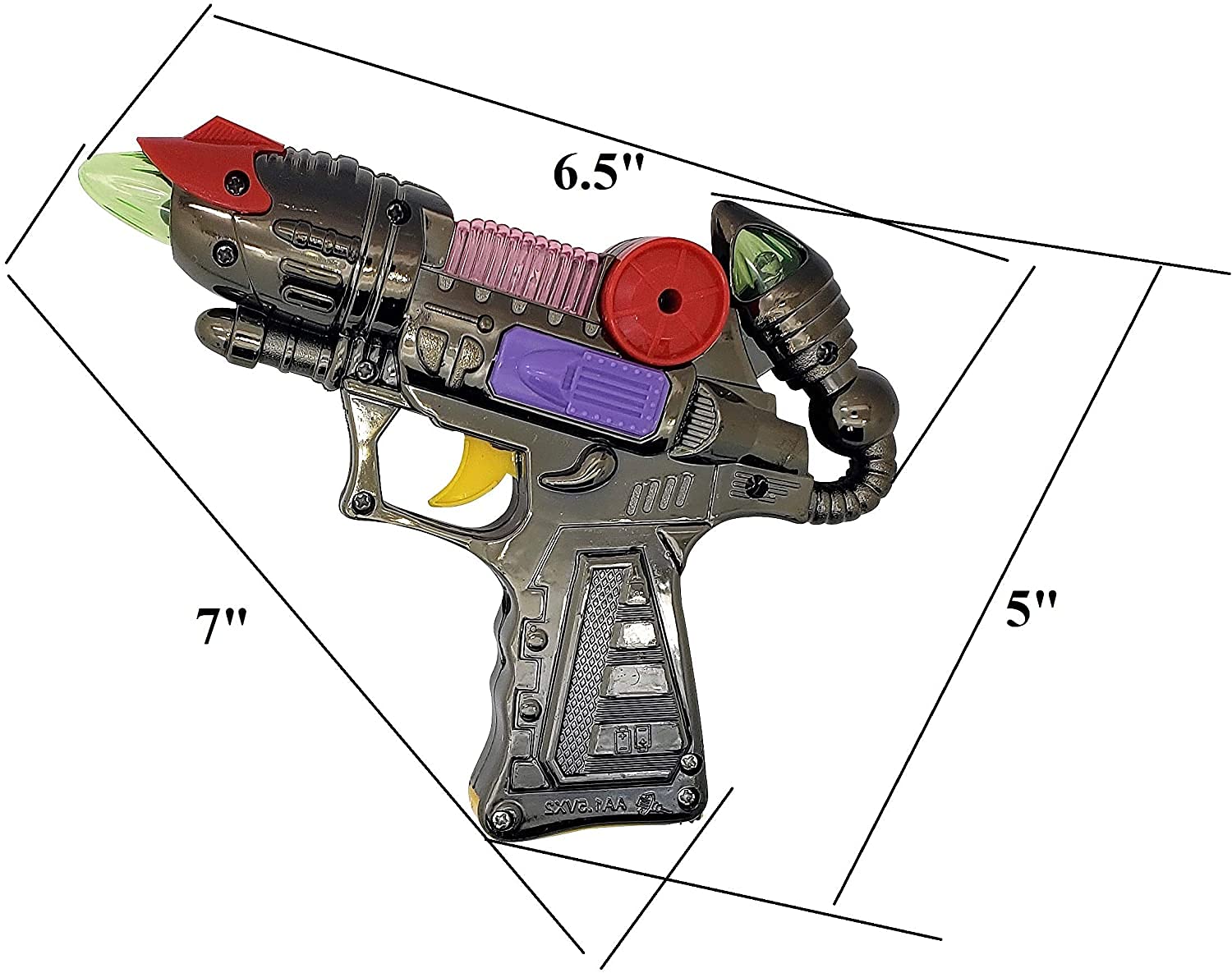 Shiny Metallic Light Up & Sound Blaster (7-inch) Galaxy Alien Ranger Toy Gun with Batteries - 2 Pack | Space Adventure Role Play, Cosplay Prop, Kids Birthday Gift