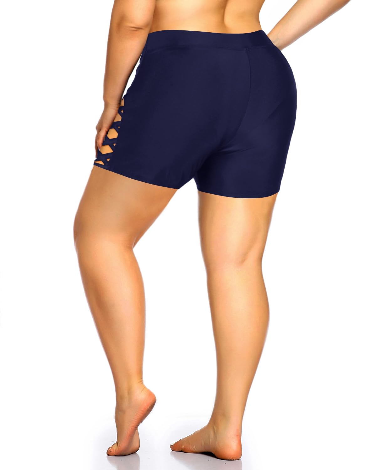 **Holipick Women's Plus Size High Waist Swim Shorts - Strappy Boyshort Bathing Suit for Beach, Pool & Vacation**