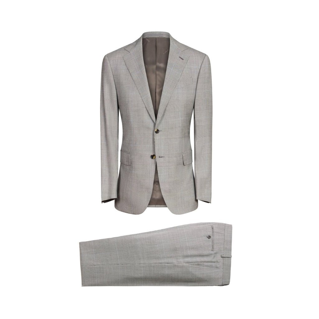 Henry Sartorial x Caruso Men's Single Breasted 2-Button Check Wool Suit - Black/White Regular Fit | Business Attire, Office Wear & Formal Occasions
