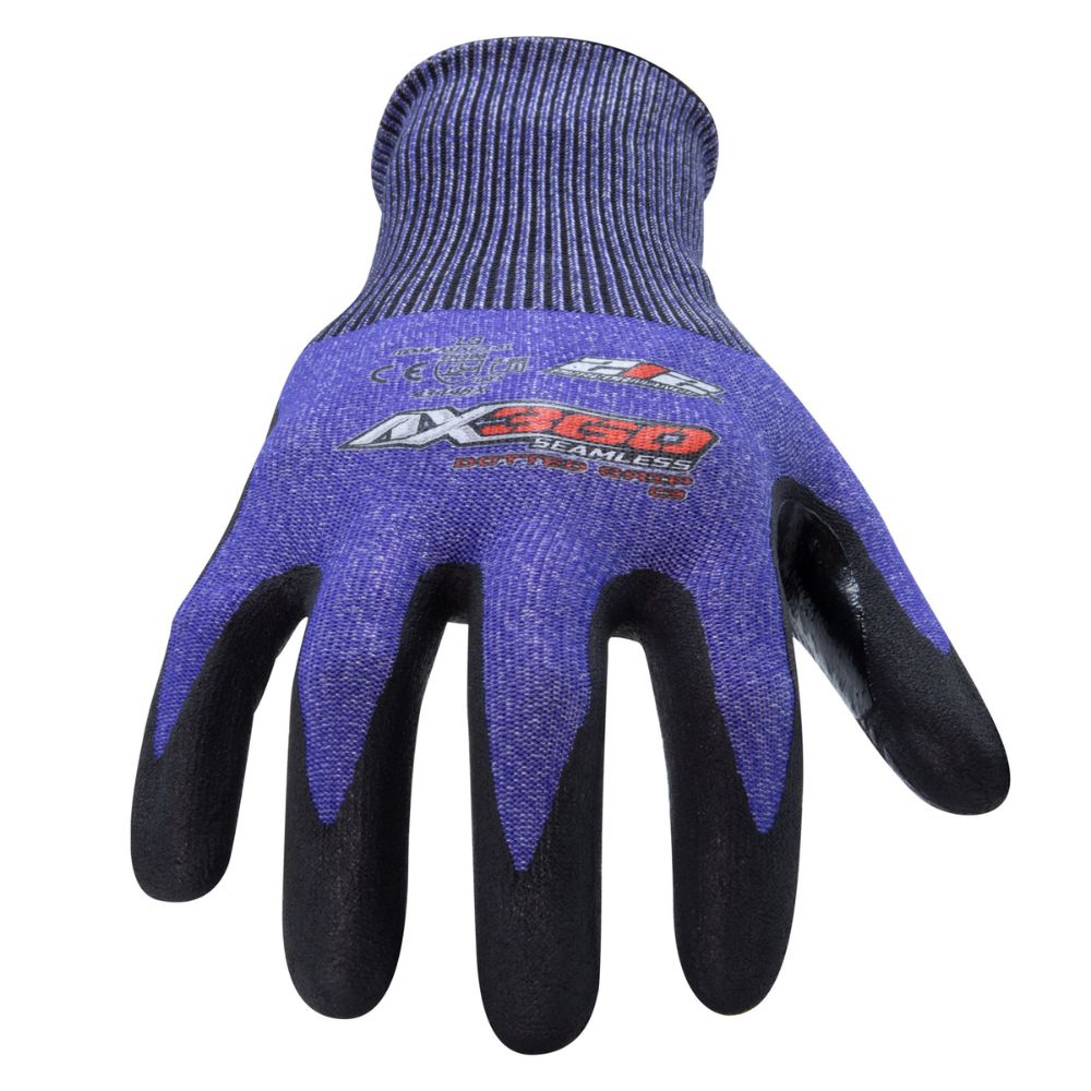 212 Performance AXDGC3 03 012 AX360 Seamless Nitrile Dipped Cut Resistant Gloves EN Level 3 - Dotted Grip, XX Large Blue - Ideal for Construction, Automotive Work & Industrial Safety Protection