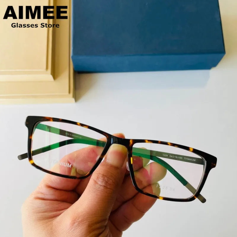 Stylish Aimee Unisex Full Rim Square Titanium Acetate Eyeglasses Frame 1228 - Perfect for Work, Reading & Everyday Fashion