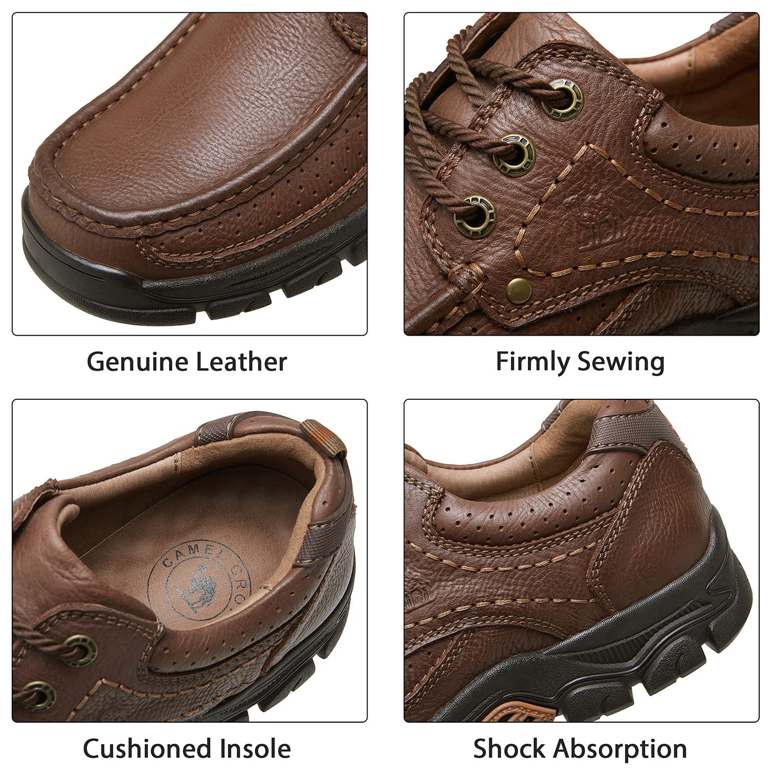 CAMEL CROWN Men's Comfortable Casual Loafers - Breathable Oxford Walking Shoes for Work, Dress & Travel - Slip Resistant Lace Up Shoes for Business & Outdoor Activities