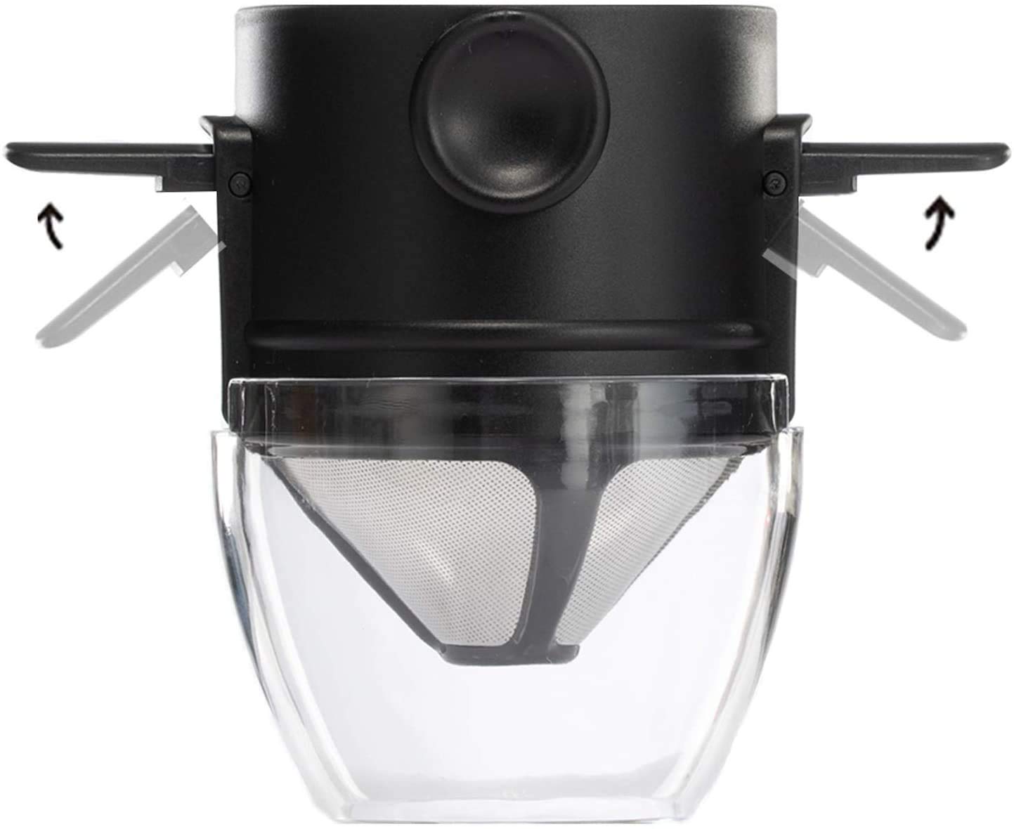 **Reusable Pour Over Coffee Maker - Portable Single Cup Travel Dripper with Collapsible Arms & Cup | Paperless Mini Coffee Filter for Camping, Office & Home Brewing**