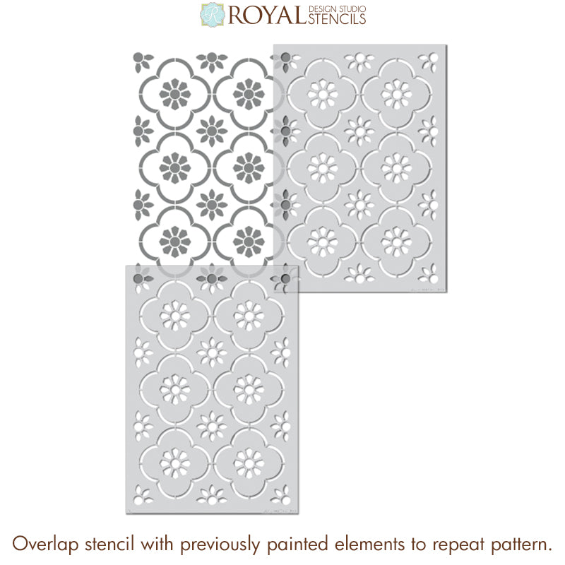 San Miguel Allover Tile Stencil - Reusable DIY Wall & Floor Stenciling Kit for Home Decor, Bathroom, Kitchen Backsplash - Perfect for Painting Patterns on Tiles, Concrete, Wood