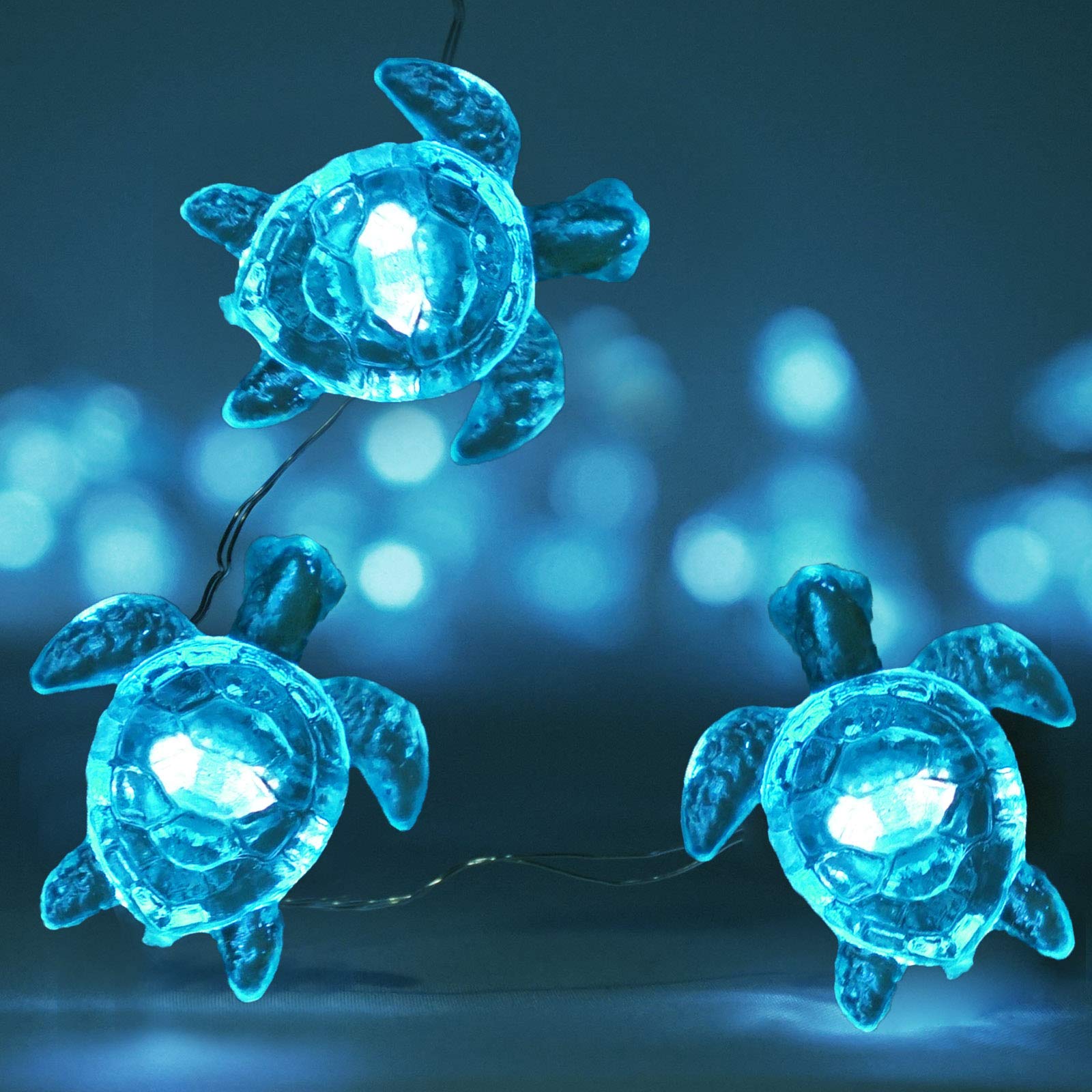 Decorman 14ft 40 LED Sea Turtle String Lights - 8 Lighting Modes, Cool White, Weatherproof, Battery Powered with Remote & Timer - Perfect for Bedroom Decor, Ocean Theme Parties, Wedding Lighting, and Garden Decorations