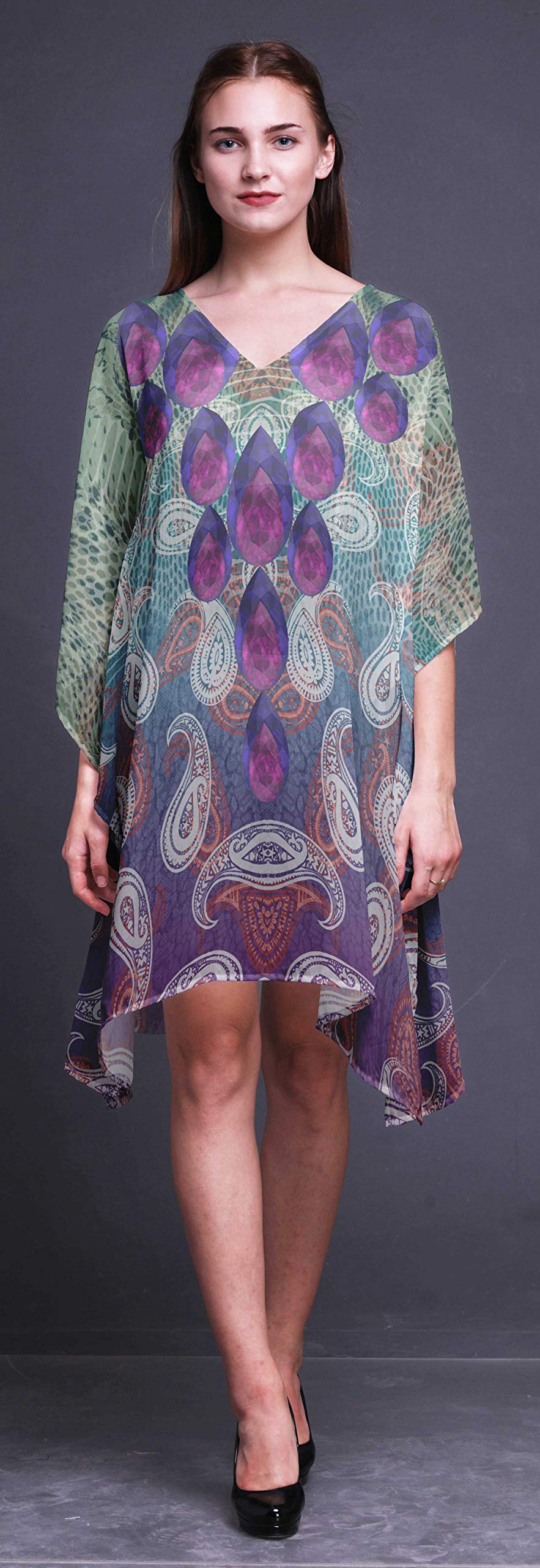 Women's Short Caftan Midi Dress - Beach Cover Up Swimwear Kaftan for Summer Vacation, Pool Party & Boho Outfit