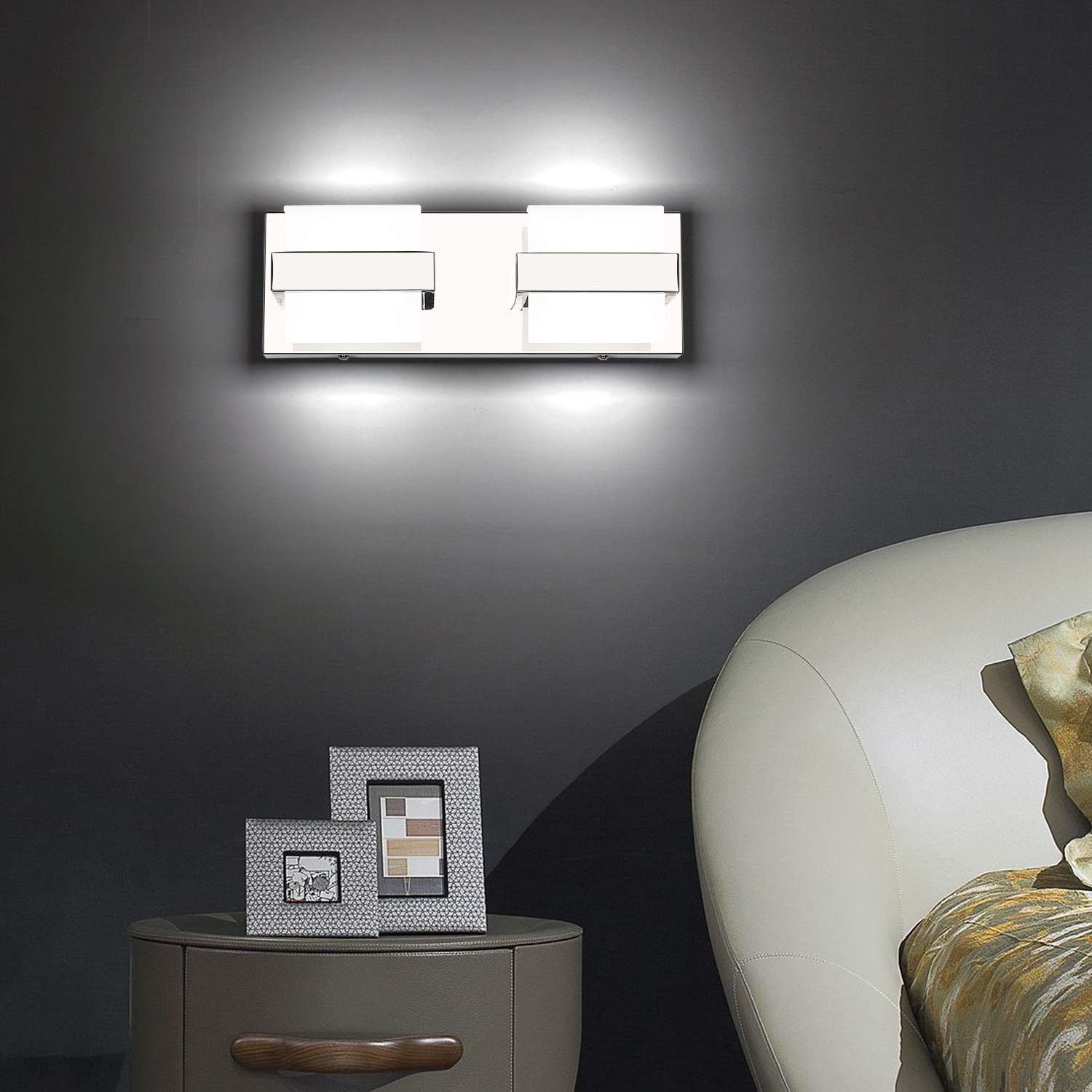 SOLFART 12.6 Inch Modern Chrome LED Vanity Light Fixture - Dimmable Bathroom Wall Light for Mirror, White Light - Perfect for Bathroom, Powder Room, and Dressing Room Lighting