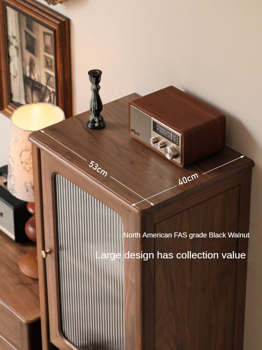 Solid Black Walnut Wood American Retro Locker Side Cabinet - Vintage Storage for Bedroom, Living Room & Office