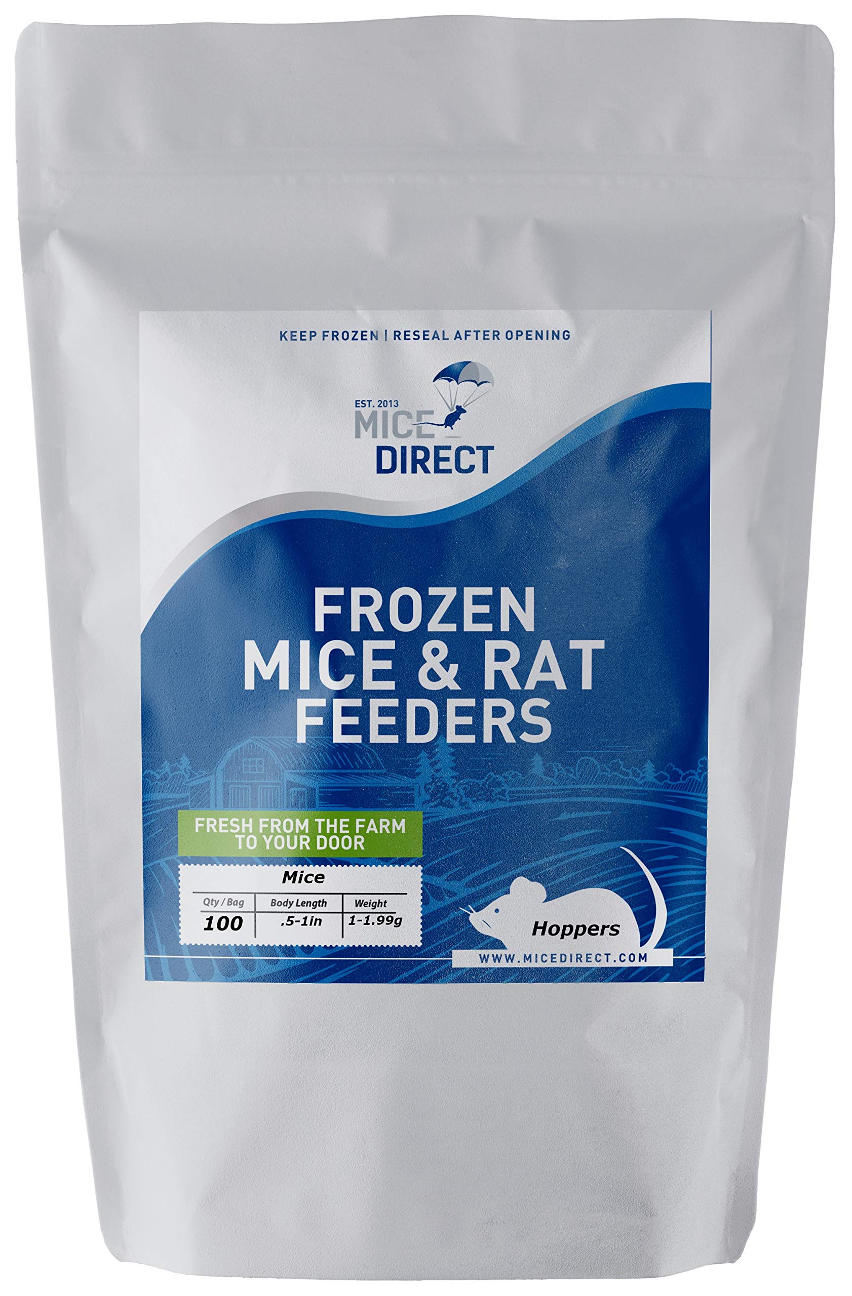 Frozen Hopper Mice (1.5-2 inch) - Premium Snake Food for Baby Ball Pythons & Red Tail Boas - 700g Minimum - Perfect for Reptile Feeding & Training