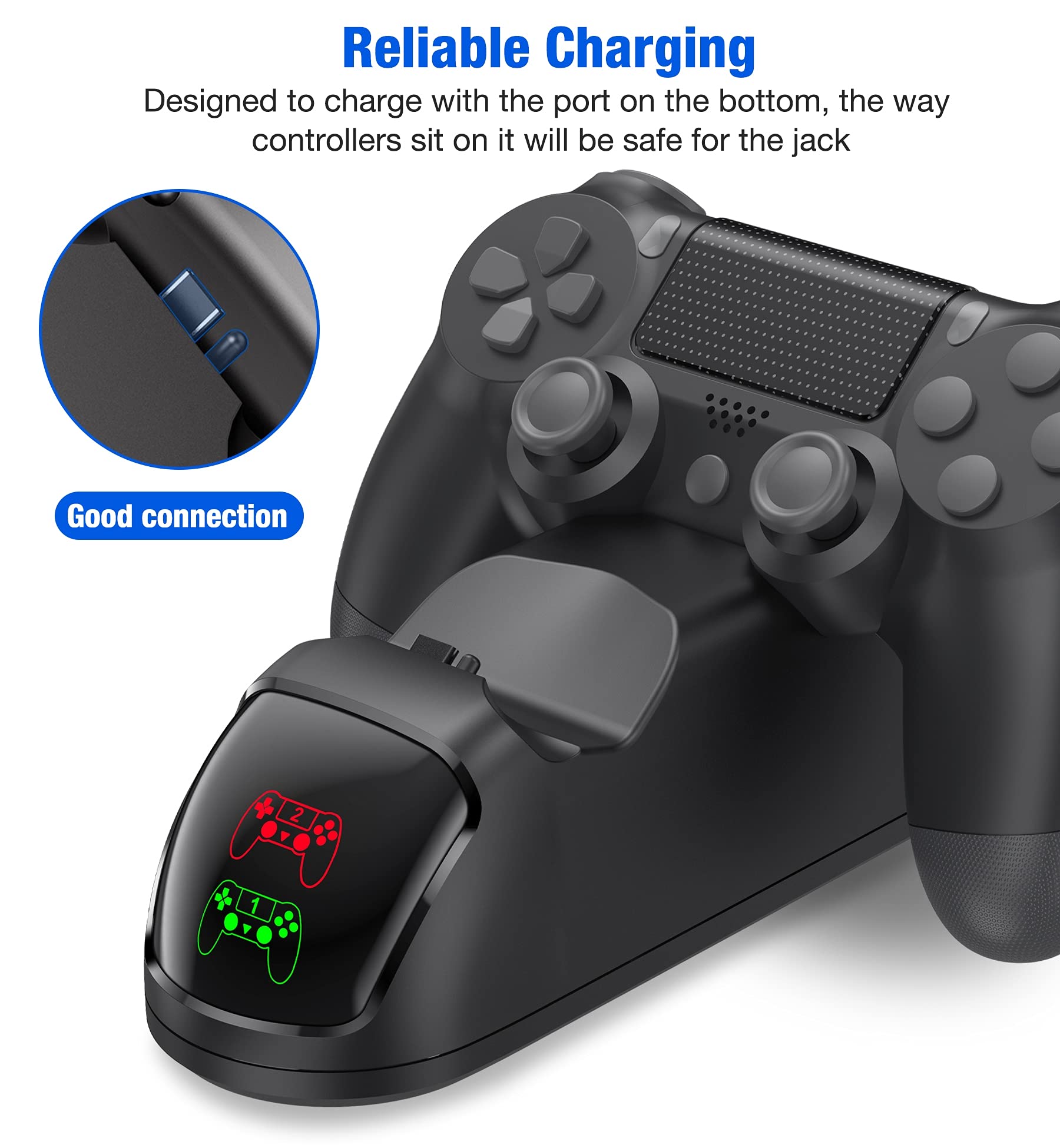 PS4 Controller Charger Dock Station - Fast Charging Dual Controller Stand with LED Indicators | Compatible with PlayStation 4 & PS4 Pro | Perfect for Gaming Setup & Multiplayer Sessions