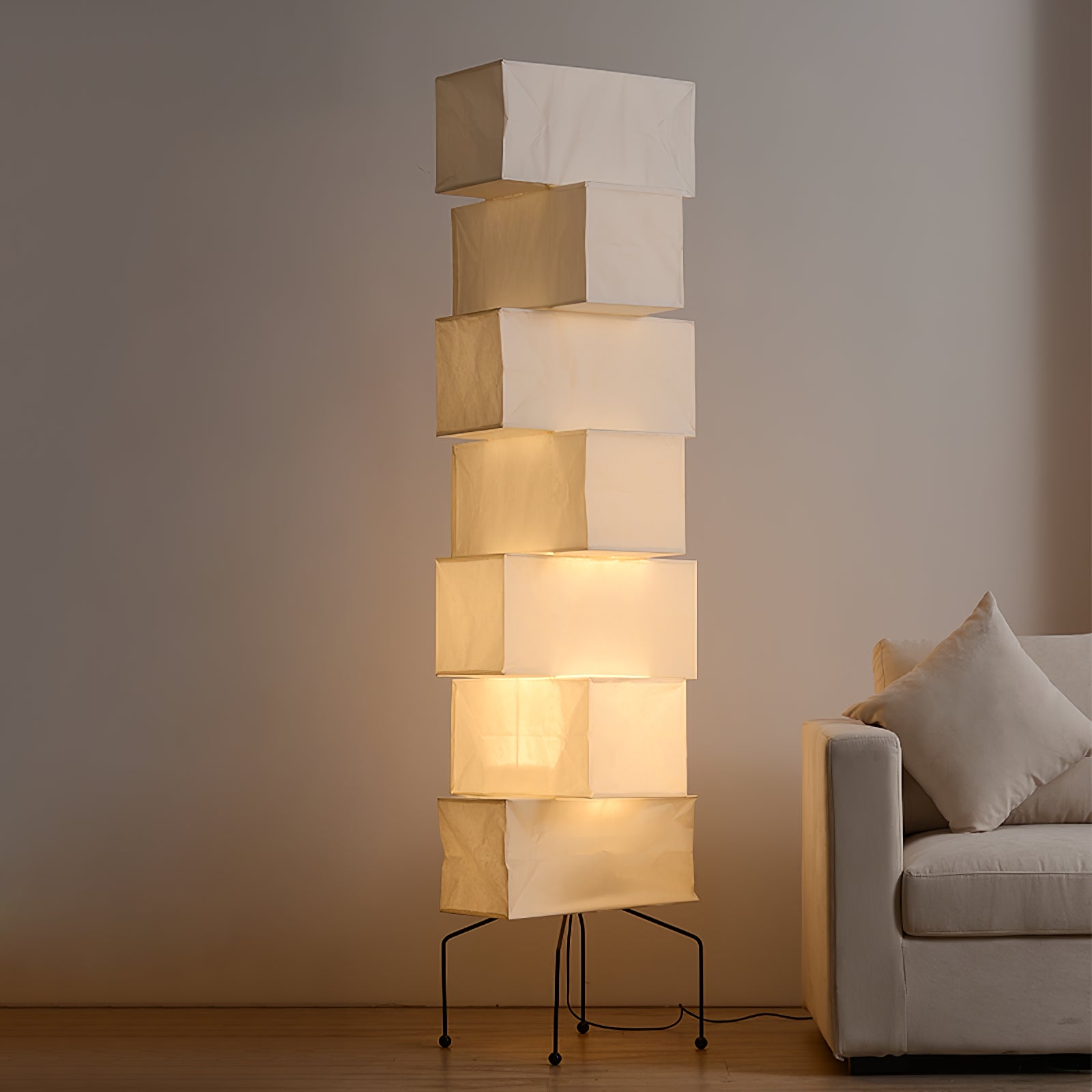 Modern Lana Stacked Floor Lamp - 3-Tier LED Standing Light with Adjustable Brightness for Living Room, Bedroom & Office - Warm White & Cool White Lighting Options