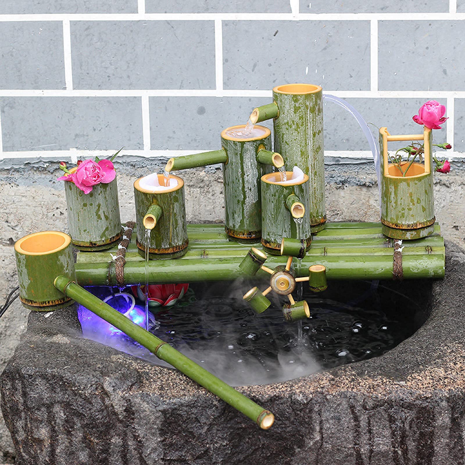 Solar Powered Bamboo Water Fountain - Outdoor Garden Decoration with Flowing Water Feature, Eco-Friendly Landscape Pump for Yard & Patio | Perfect for Zen Gardens, Backyard Decor & Relaxing Ambiance
