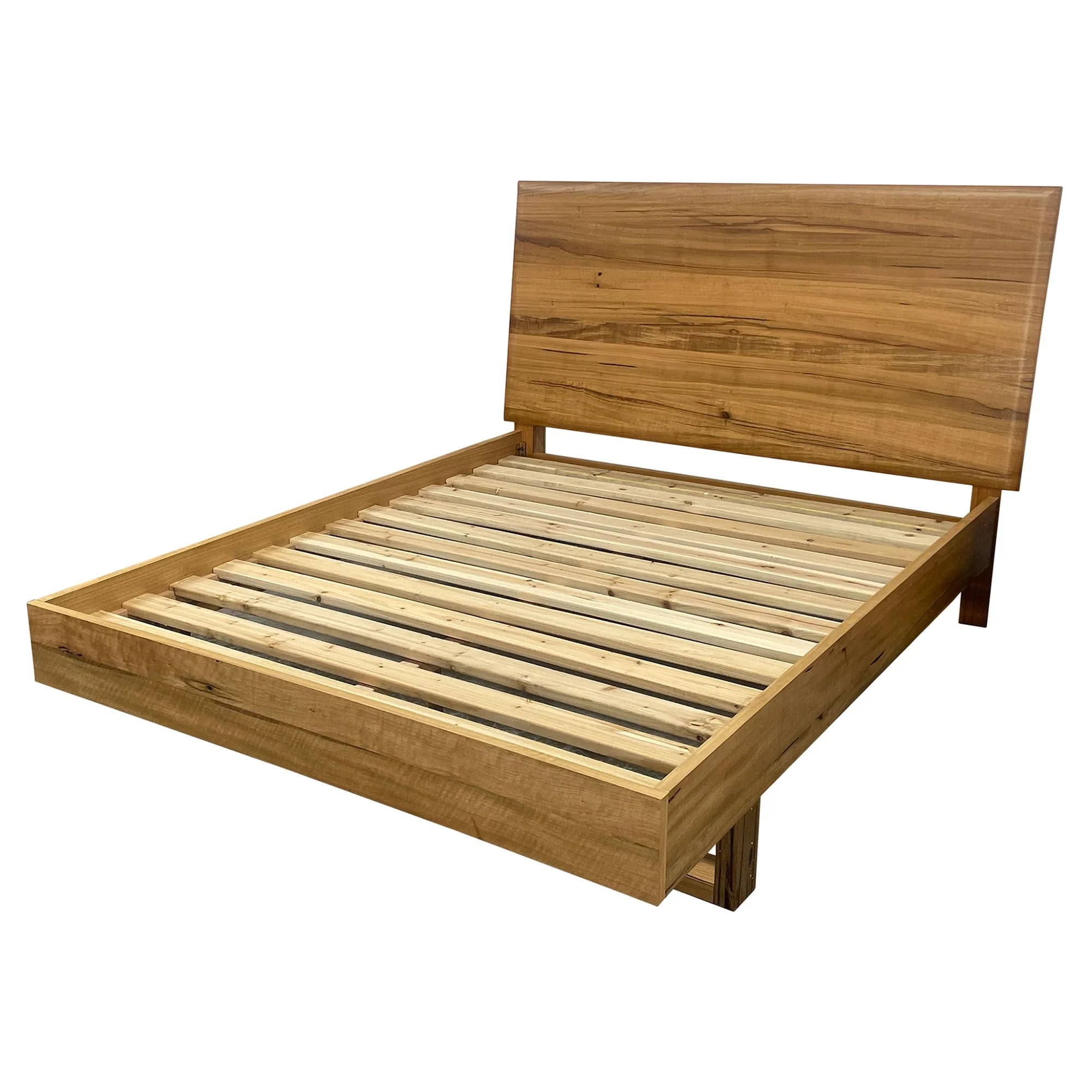 Galway Solid Wood Queen Size Bed Frame - Natural Finish for Bedroom Decor | Modern Farmhouse Style Bedroom Furniture for Master & Guest Rooms