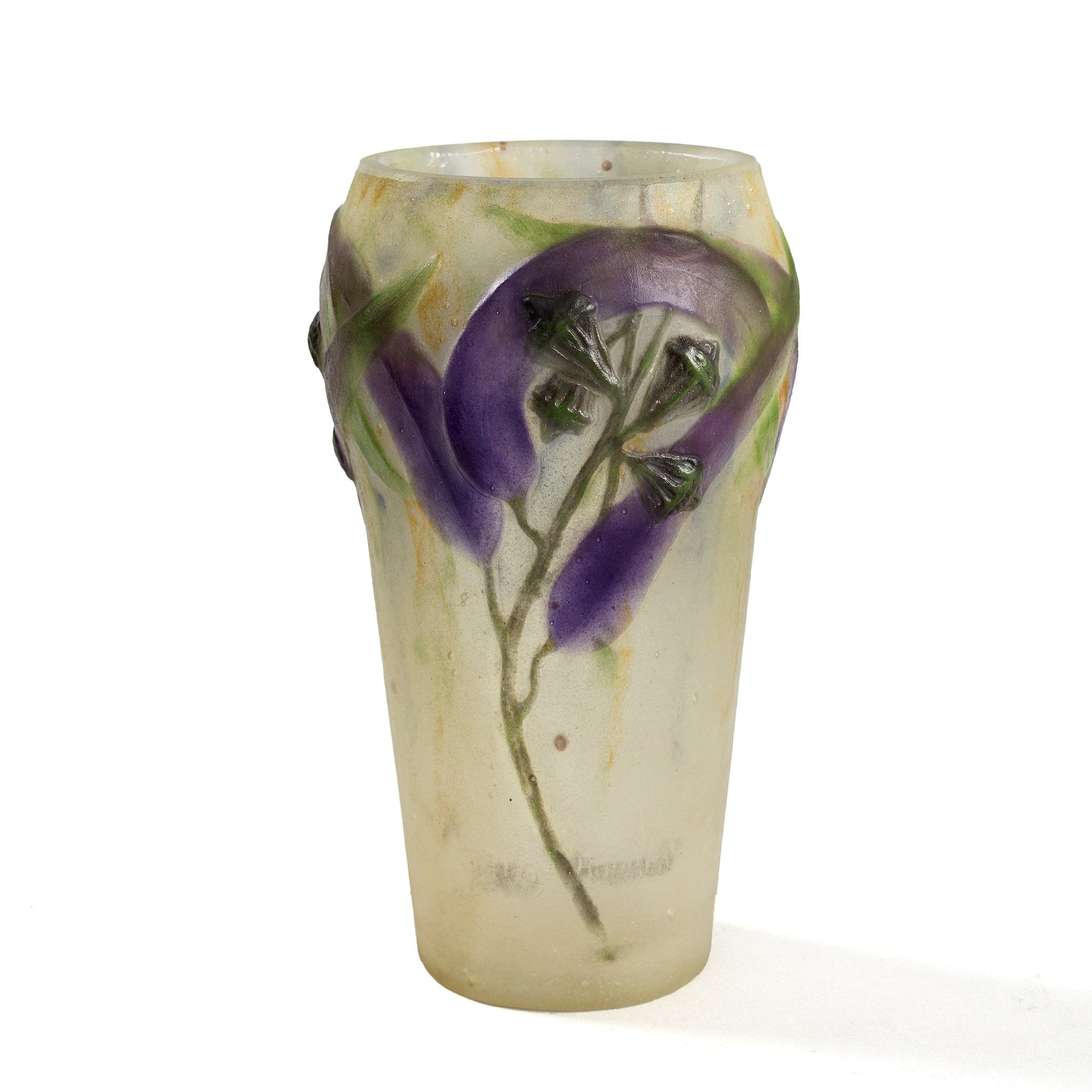 Gabriel Argy Rousseau Eucalyptus Pâte de Verre Glass Vase - Handmade Art Glass Vase for Home Decor, Wedding Centerpiece & Luxury Gift