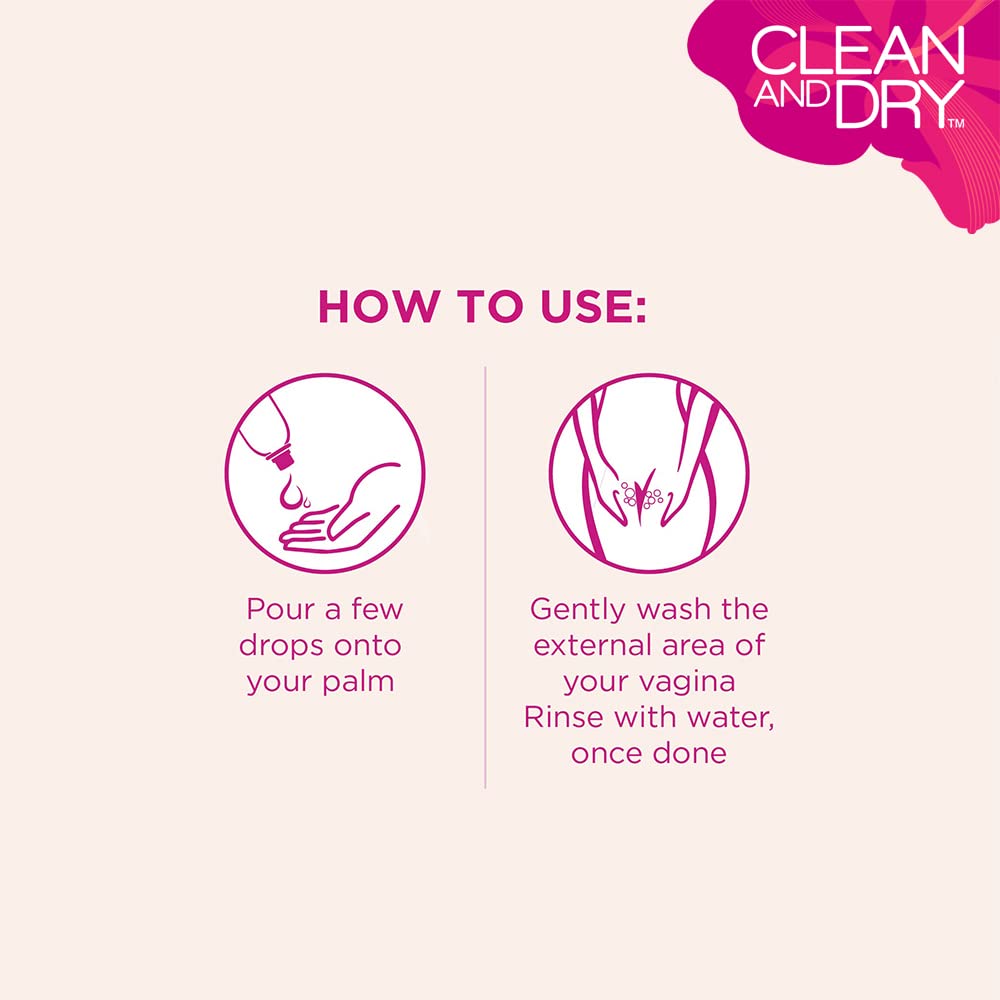 Clean & Dry Intimate Wash for Women – pH Balanced Vaginal Hygiene Wash, Antibacterial & Soothing Formula for Daily Use, Prevents Itching & Infections, 190ml – Perfect for Sensitive Skin & Post-Workout Freshness