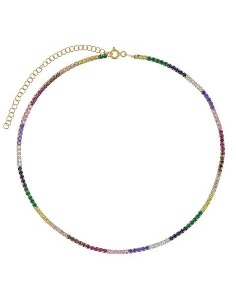 Rainbow Choker Necklace - Thin Adjustable Gothic Choker for Women & Girls - Perfect for Parties, Concerts & Cosplay