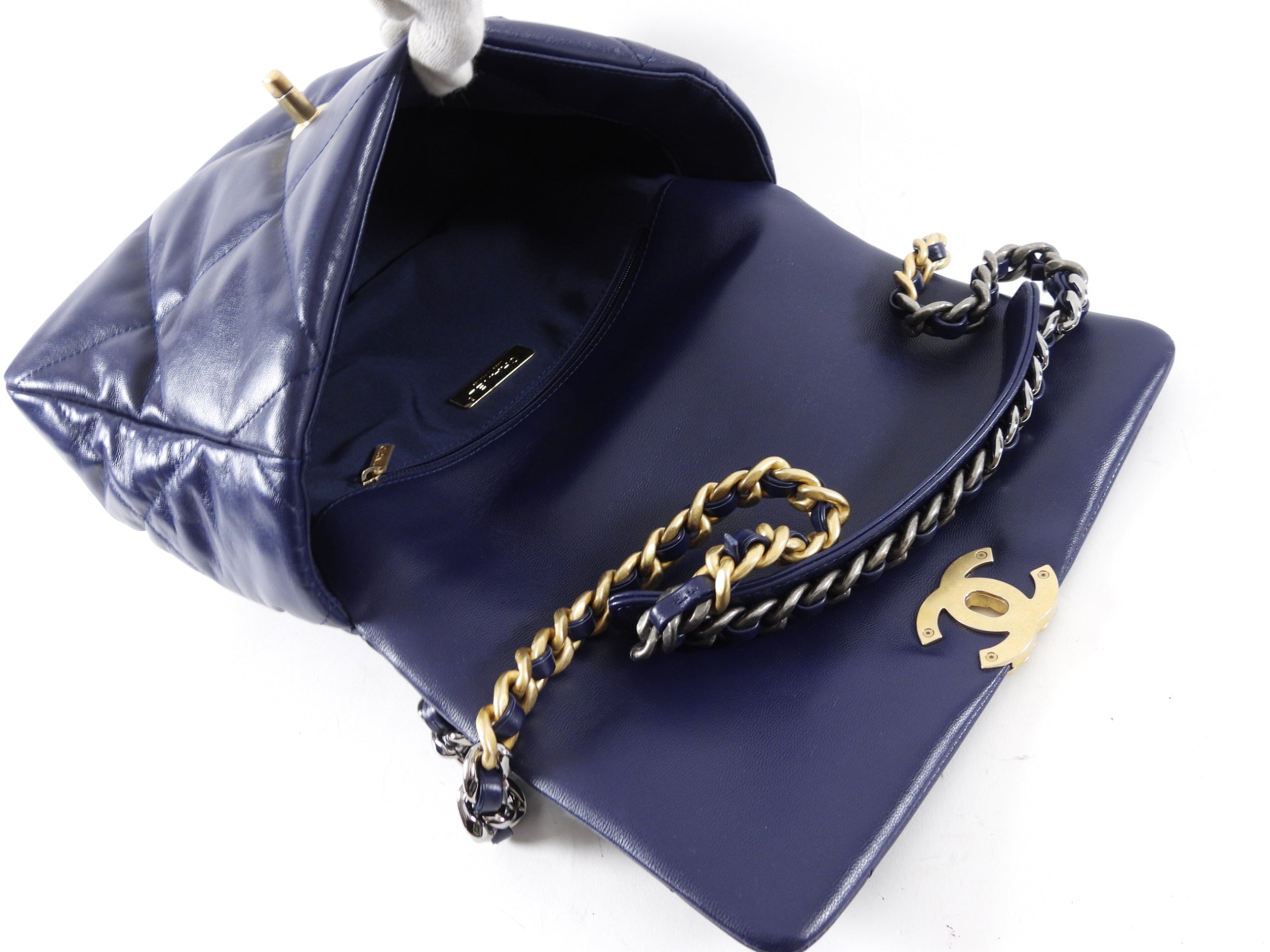 Chanel 19 Large Dark Purple Quilted Leather Flap Bag - Luxury Designer Handbag for Women, Perfect for Evening Events & Special Occasions