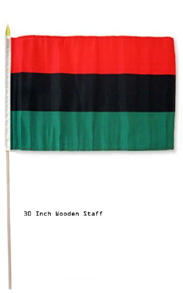 Afro American Tri-Color 12x18 Inch Flag - Rough Tex 68D Polyester Stick Flag for Outdoor Events, Parades & Patriotic Displays