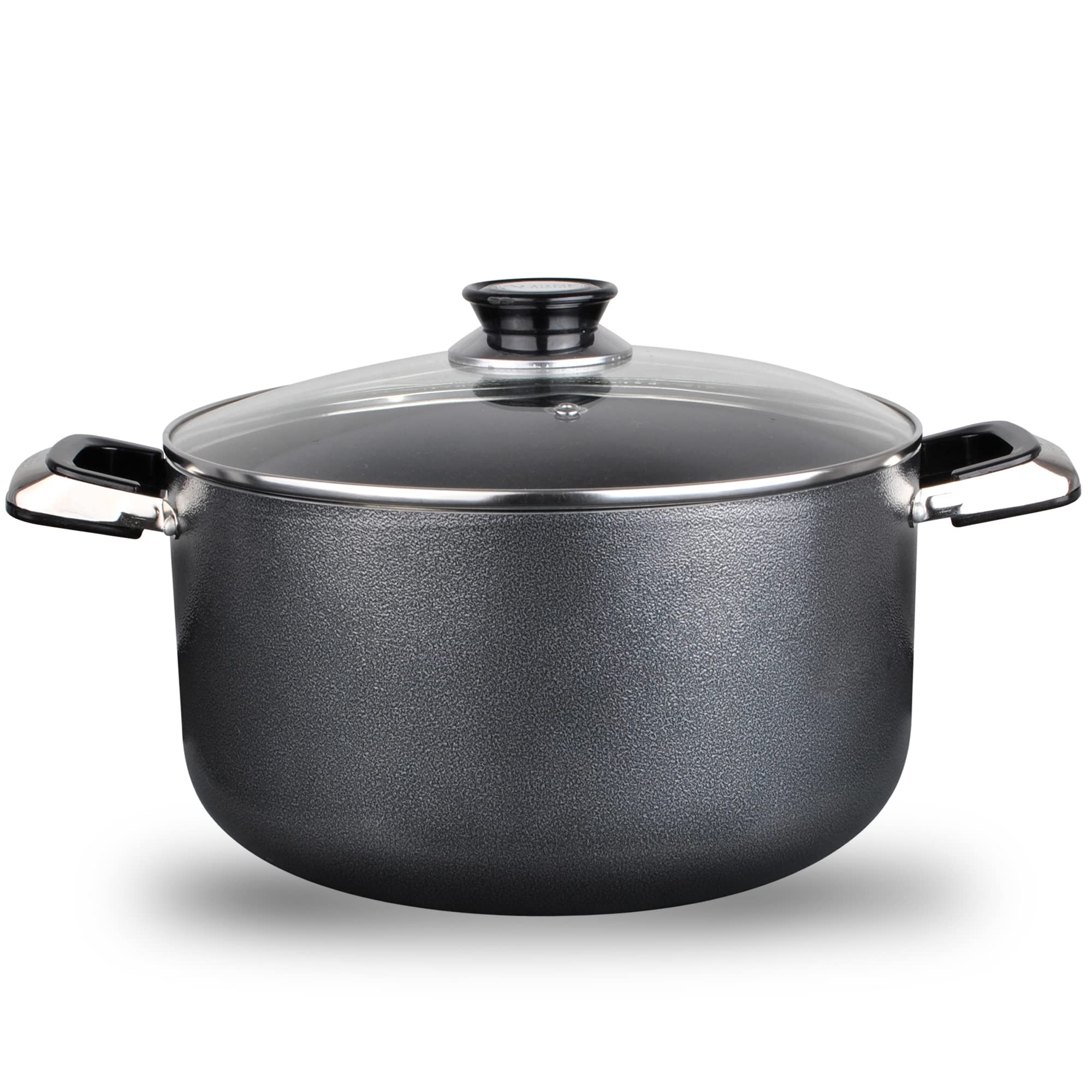Alpine Cuisine 10 Quart Non-Stick Stock Pot with Tempered Glass Lid & Handles - Multi-Purpose Aluminum Dutch Oven for Braising, Boiling, Stewing - Perfect for Soups, Stews & Family Dinners