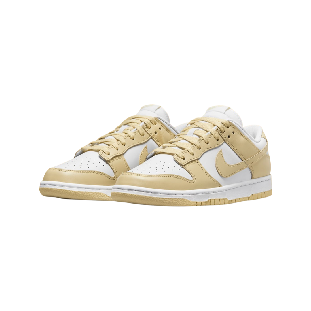 Nike Dunk Low Sneakers - White, Team Gold & Wolf Grey Colorway | Men's & Women's Casual Basketball Shoes for Streetwear & Everyday Wear