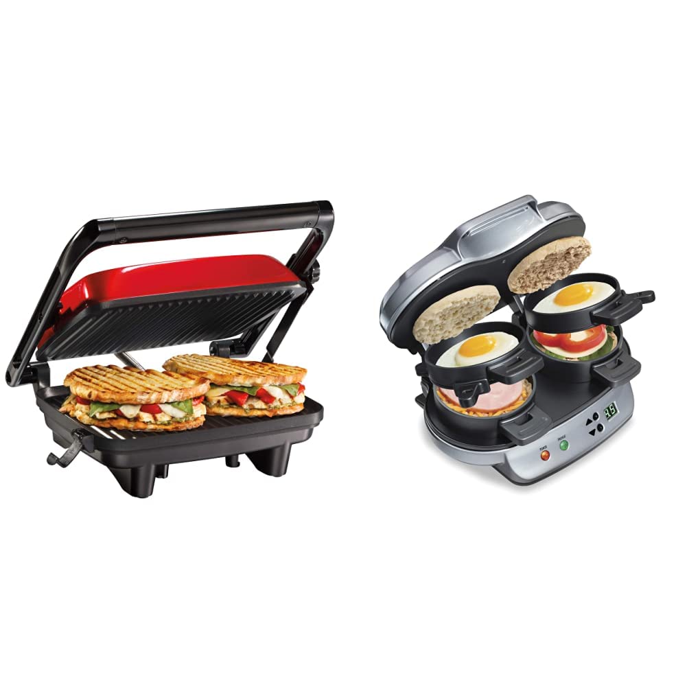 Hamilton Beach Electric Panini Press Grill & Breakfast Sandwich Maker Combo - 8