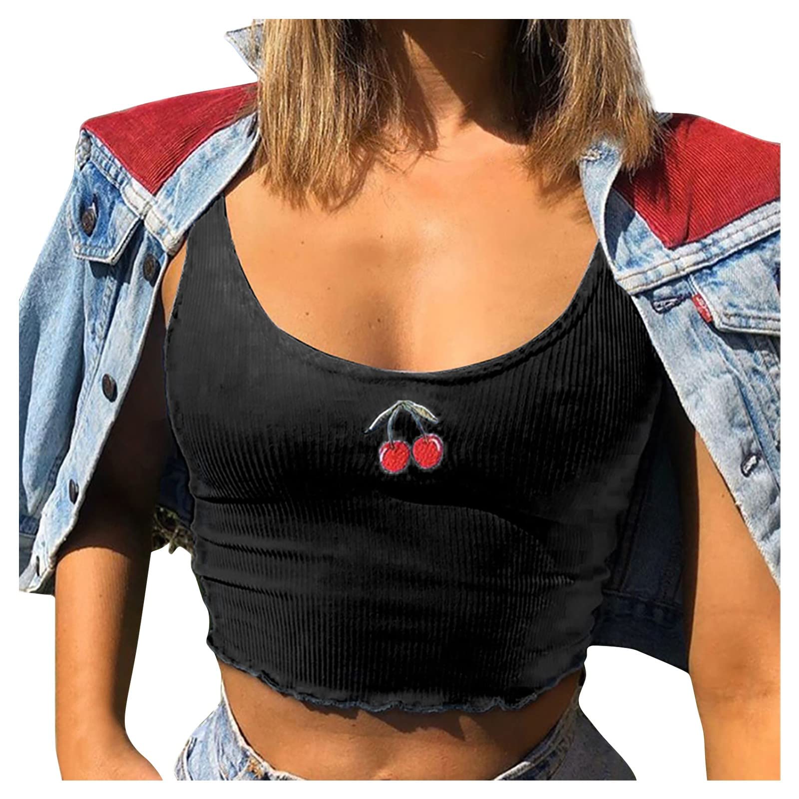 Women's Sexy Embroidery Glitter Strappy Tank Tops - Summer Clubwear Cami Swing Vest for Women | Perfect for Night Out, Party & Beach Vacation