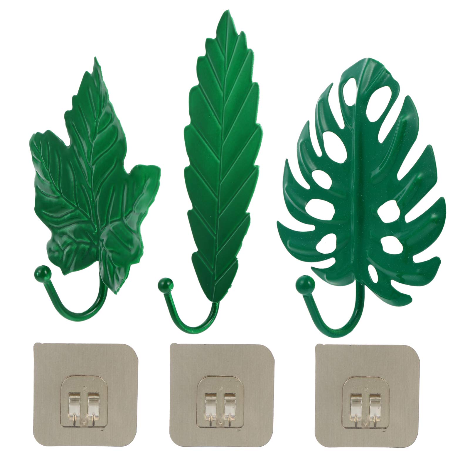 3-Pack Leaf Shaped Wall Hooks - Decorative Hooks for Towels, Keys & Coats | Rustic Home Decor for Bathroom, Kitchen & Entryway