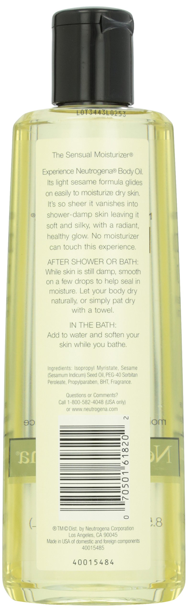 Neutrogena Light Sesame Body Oil - 8.5 oz | Moisturizing Dry Skin | Perfect for Massage & After Shower Hydration