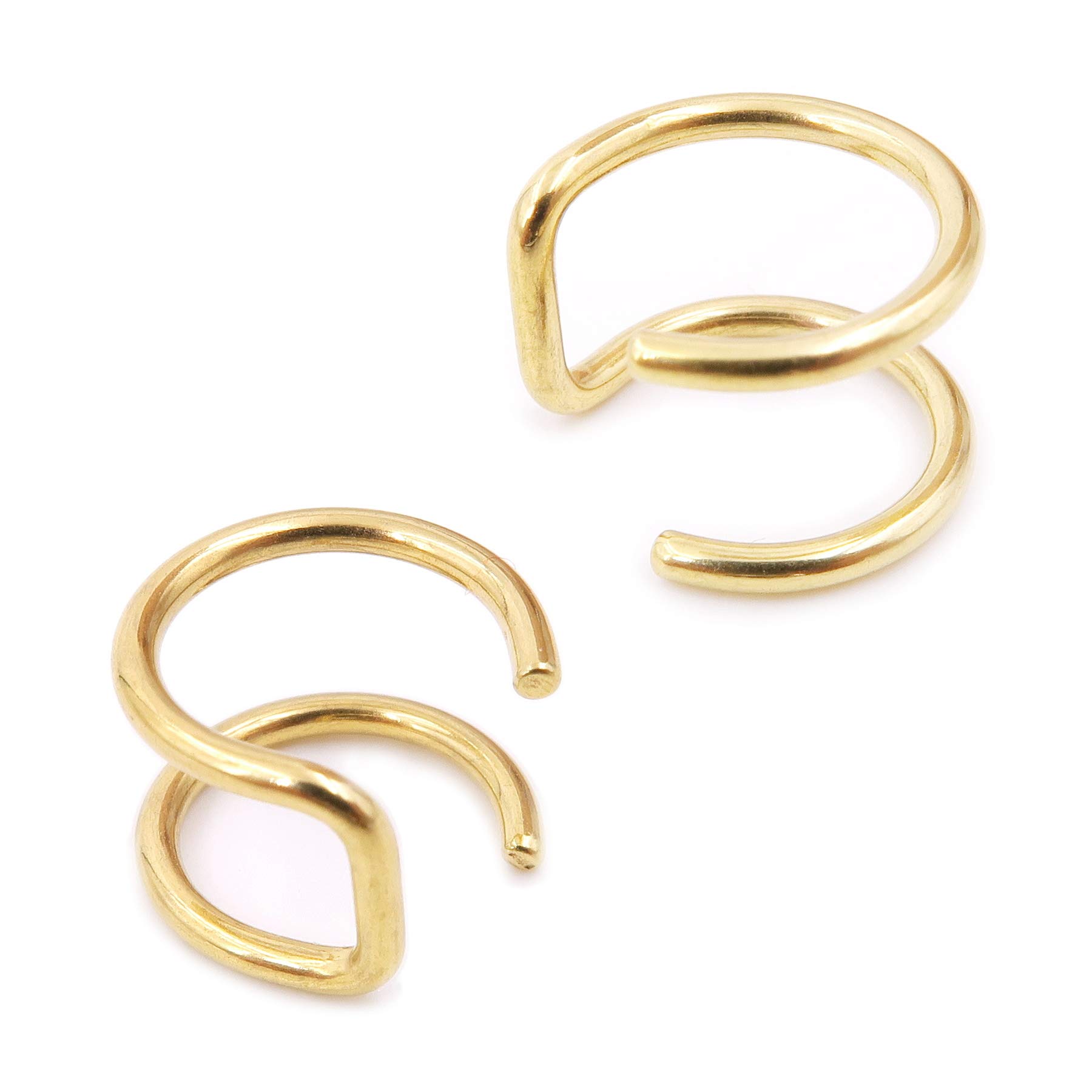 Steelmeup 8mm Stainless Steel Non-Piercing Ear Cuffs - 2-Hoop Conch Earrings for Women | Trendy Cartilage Ear Jewelry for Everyday Wear & Special Occasions