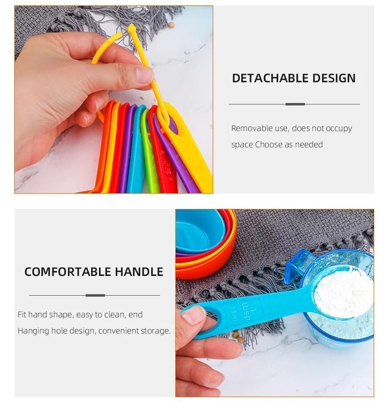 12-Piece Plastic Measuring Spoons Set for Coffee, Sugar, Flour - Colorful Kitchen Baking Tools with Dishwasher Safe Design | Perfect for Home Baking, Cooking & Coffee Brewing