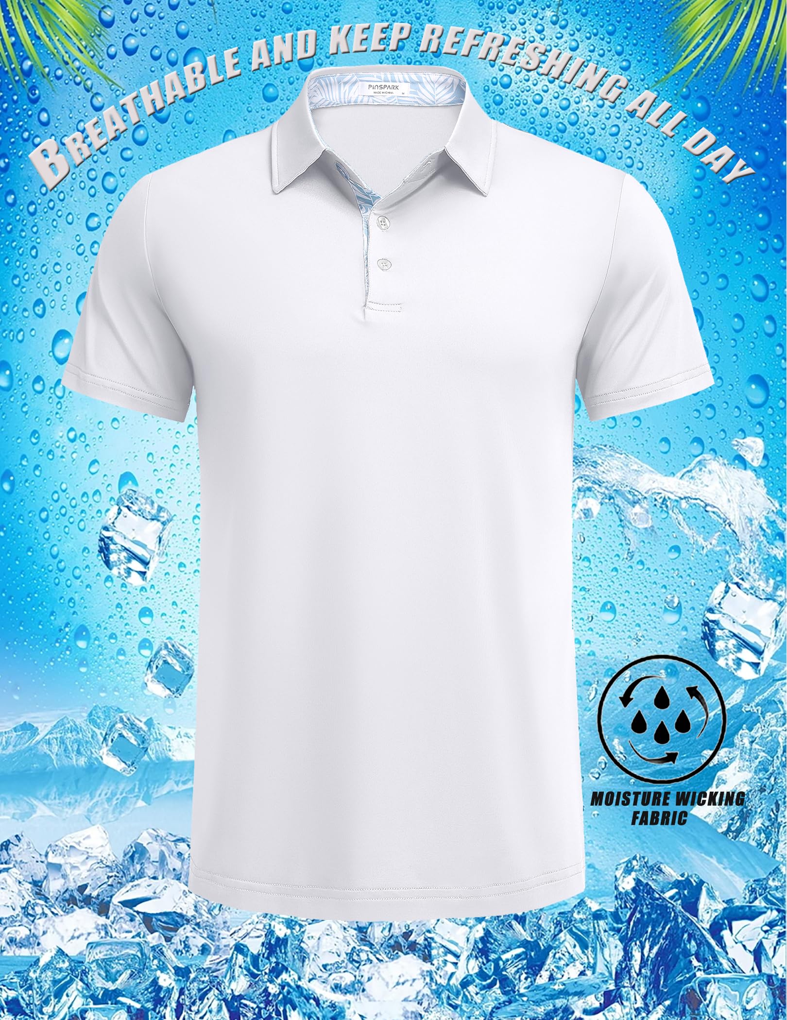 PINSPARK Men's Moisture Wicking Polo Shirts - Breathable Quick Dry Short Sleeve Performance Shirt with Collar - Casual & Golf Wear for Men - Perfect for Sports, Office & Outdoor Activities
