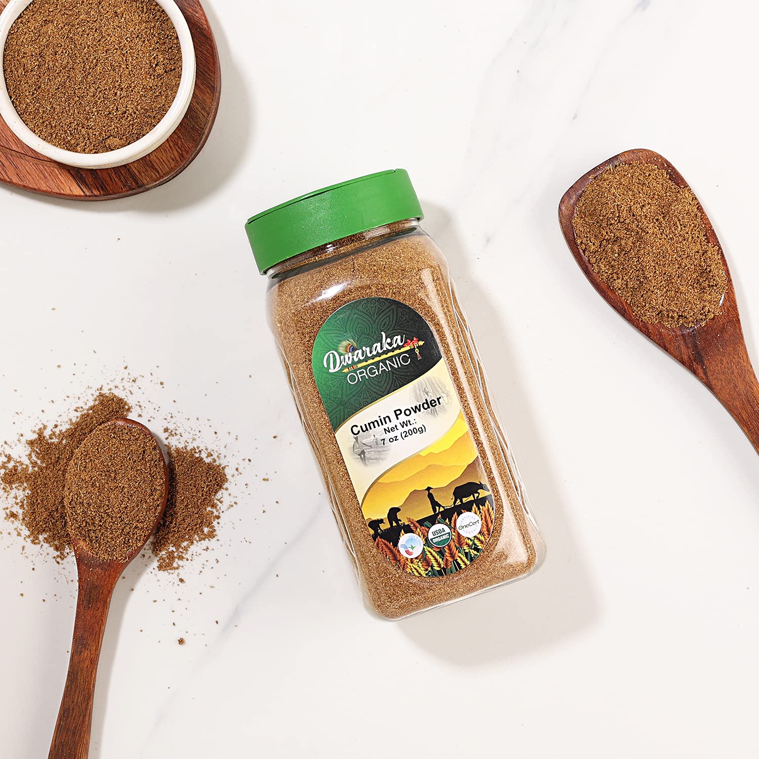 Organic Cumin Powder - 7oz | Non-GMO, All Natural, Healthy Spice for Cooking, Seasoning & Indian Cuisine | Perfect for Curries, Soups, Marinades & Homemade Spice Blends