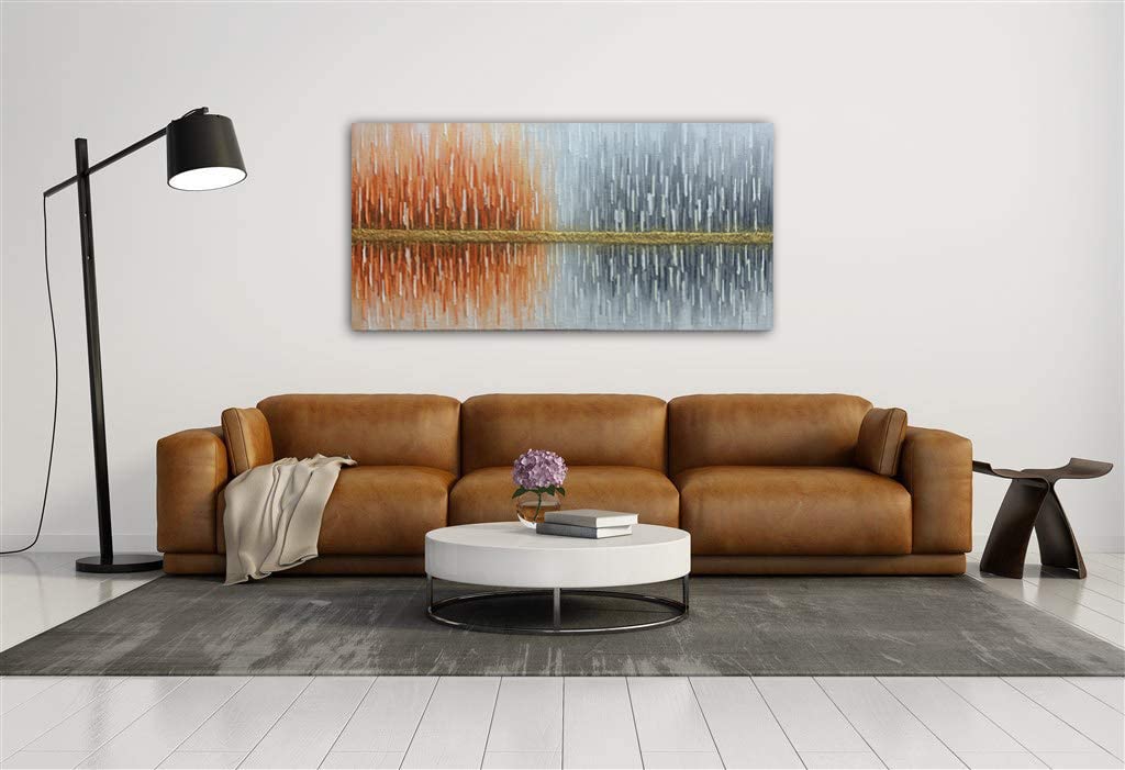 Yika Art Abstract Canvas Painting - Modern Thick Texture Oil Painting Imitation Wall Art, 24x48 Inch Ready to Hang for Living Room & Office Decor | Perfect for Modern Home, Office Spaces & Gift Giving