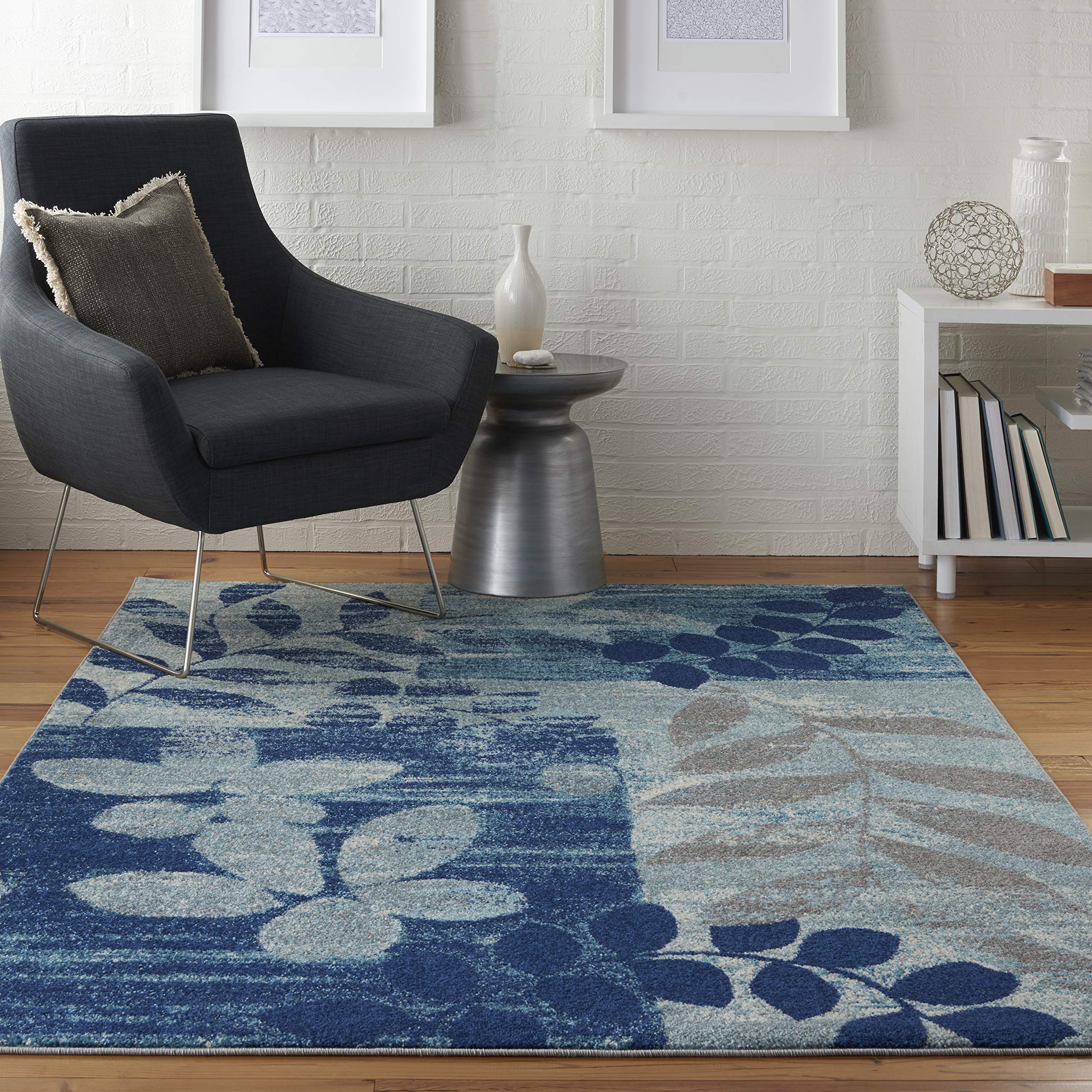 Nourison Tranquil Floral Navy/Light Blue 6' x 9' Area Rug - Non-Shedding, Easy to Clean, Soft & Durable - Perfect for Bedroom, Living Room, Dining Room & Kitchen Decor (6x9)