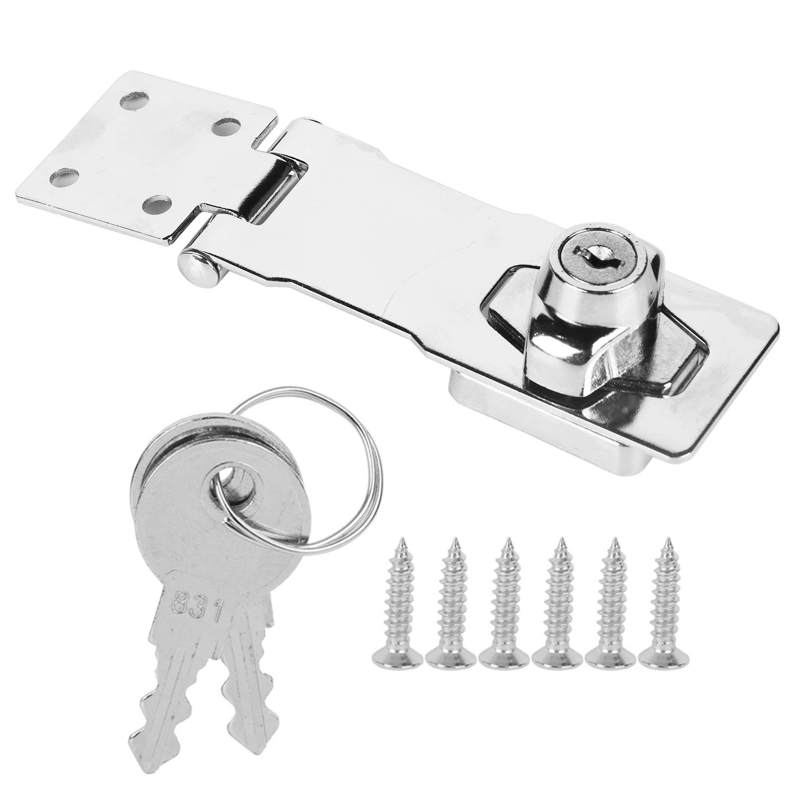Stainless Steel Door Lock 5.6 x 1.6 Inch - Heavy Duty Security Hasp with Multiple Hole Positioning for Cabinet, Closet & Cupboard - Durable & Easy to Install for Home, Office & Storage Safety