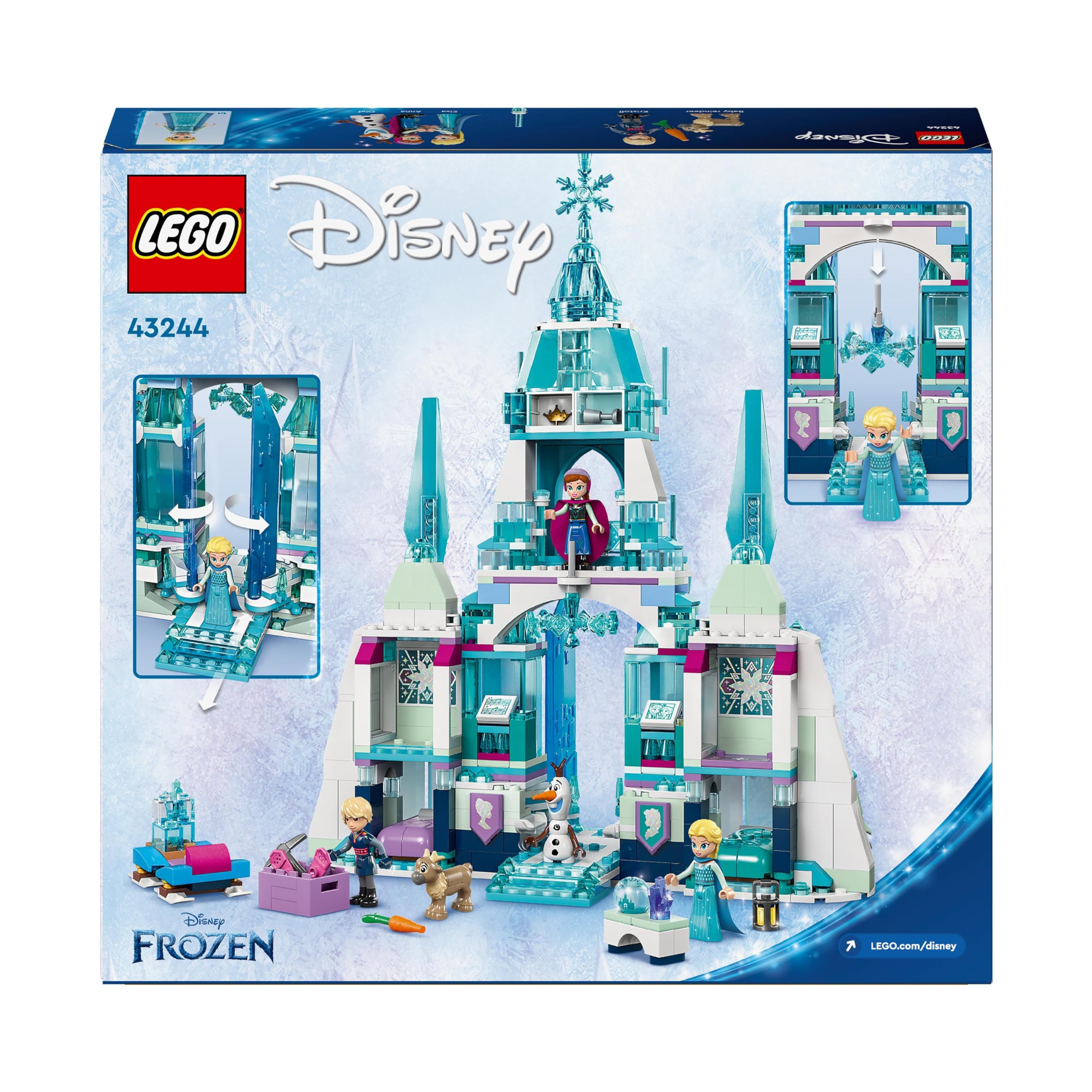 LEGO Disney Princess Frozen Elsa's Ice Palace Castle Toy Set with Mini Elsa, Anna & Kristoff Dolls, Sven Reindeer Figure - Fantasy Gift for Girls & Boys Ages 6+ | Creative Play, Birthday & Christmas Present