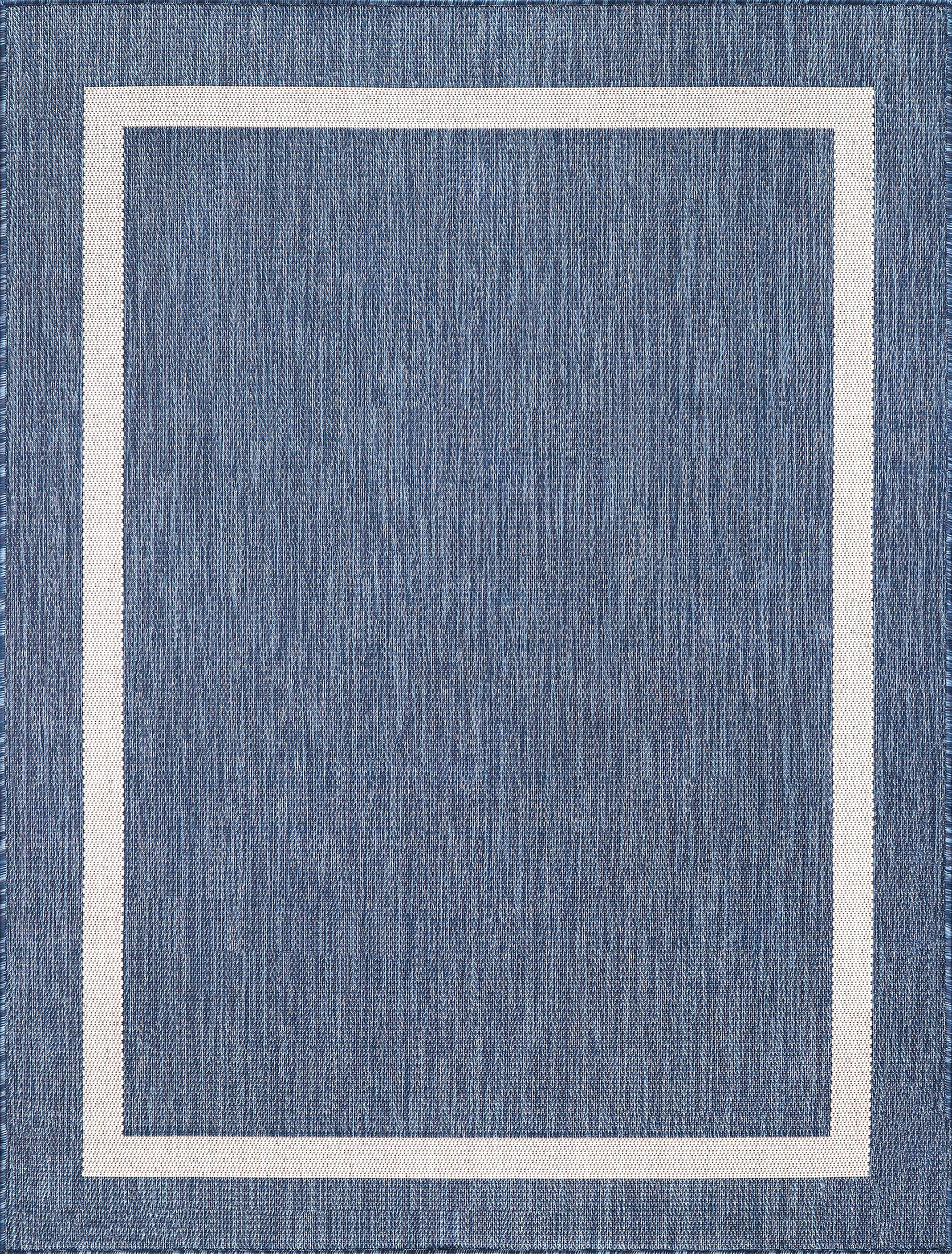 Beverly Rug Waikiki 5x7 Indoor Outdoor Washable Area Rug - Water Resistant Modern Carpet for Patio, Deck, Porch - Blue & White Striped Border - Perfect for Backyard, Poolside & Beach House Decor
