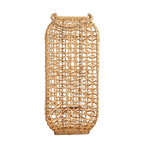 Vintage Rattan Candle Holder - Distressed Woven Candle Stand for Indoor/Outdoor Decor, Boho Home Accessories, Wedding Centerpiece, Patio & Garden Lighting (Medium Size) - Perfect for Romantic Dinners, Backyard Parties & Cozy Ambiance