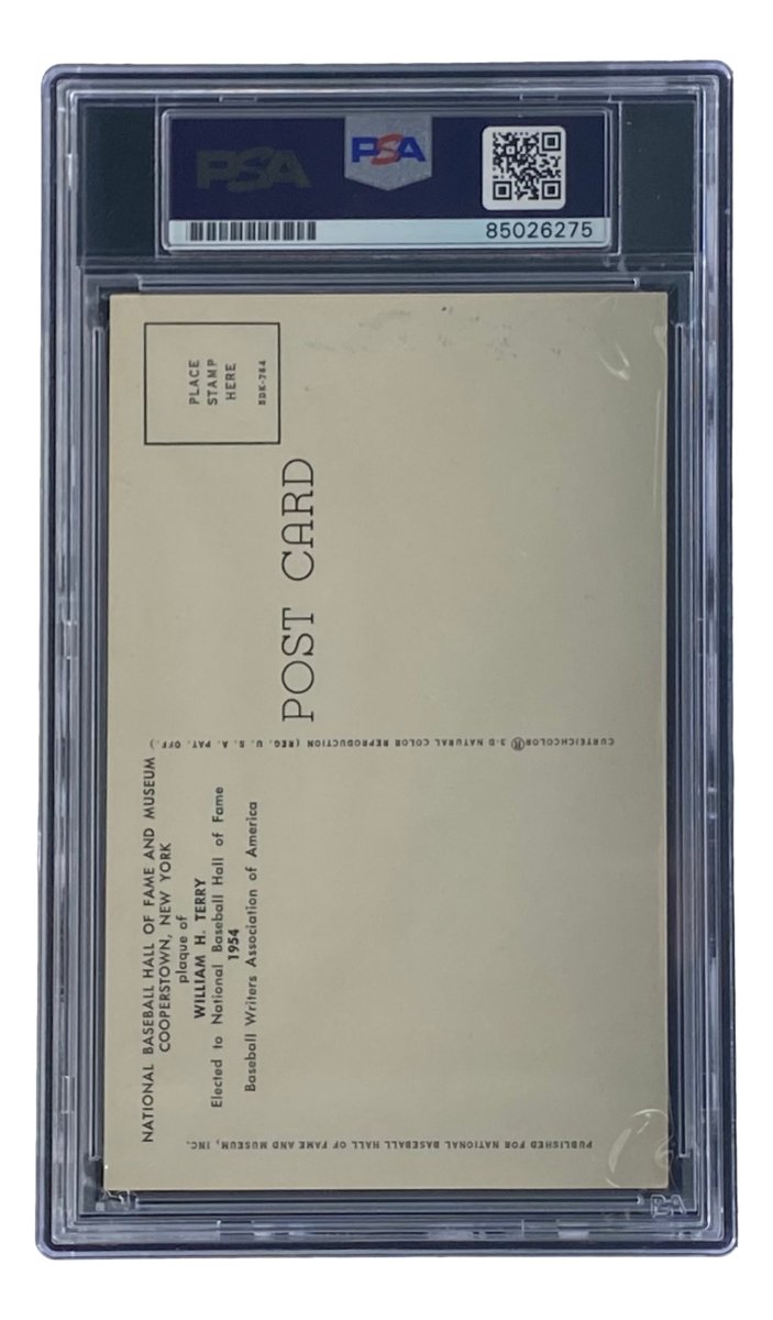 Bill Terry Autographed 4x6 New York Giants Hall Of Fame Plaque Card with PSA/DNA Certification #85026275 - Perfect for Sports Memorabilia Collectors and Giants Fans Display