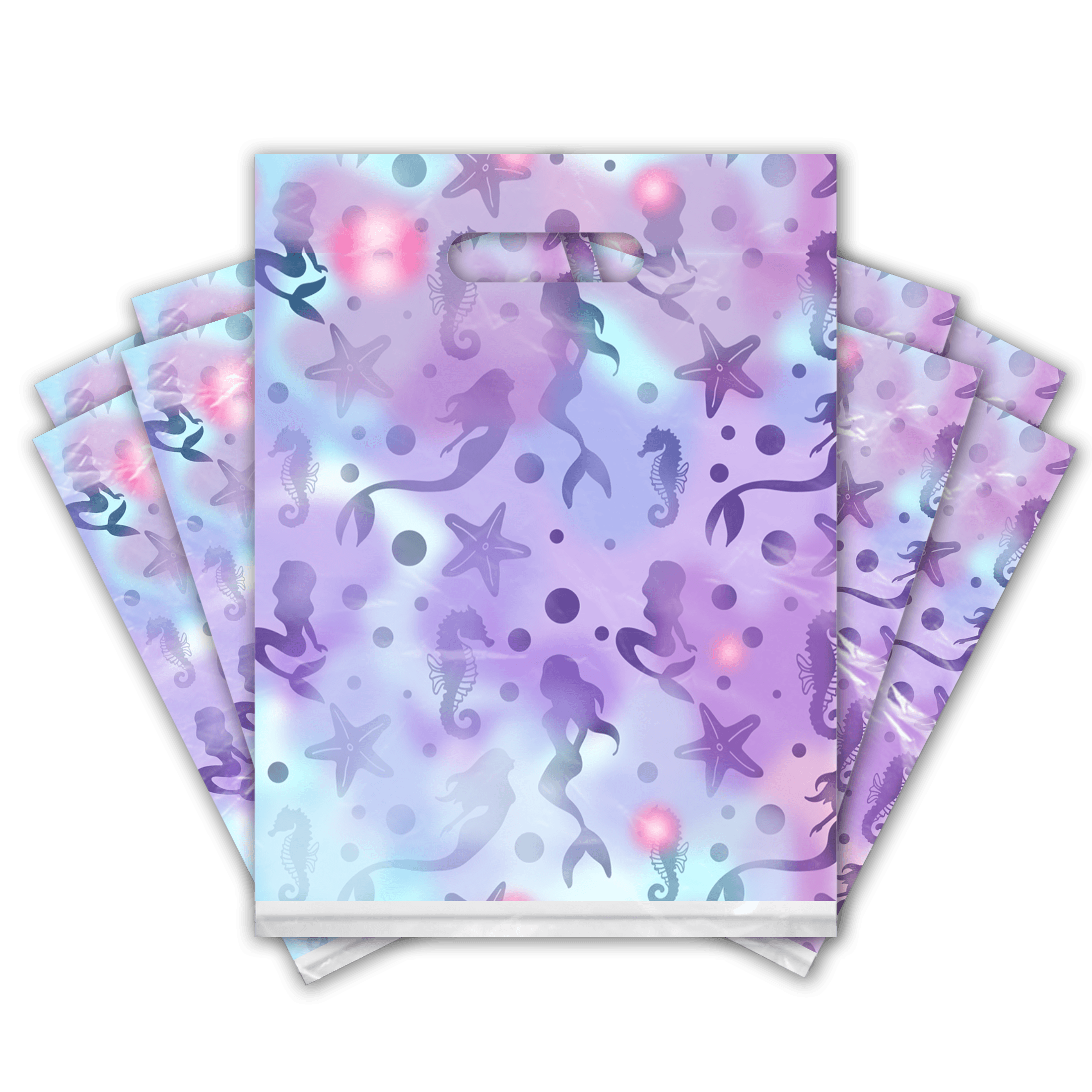9x12 Inch Mermaid Under The Sea Printed Plastic Bags - Premium Designer Merchandise Bags for Retail, Party Favors & Gift Packaging