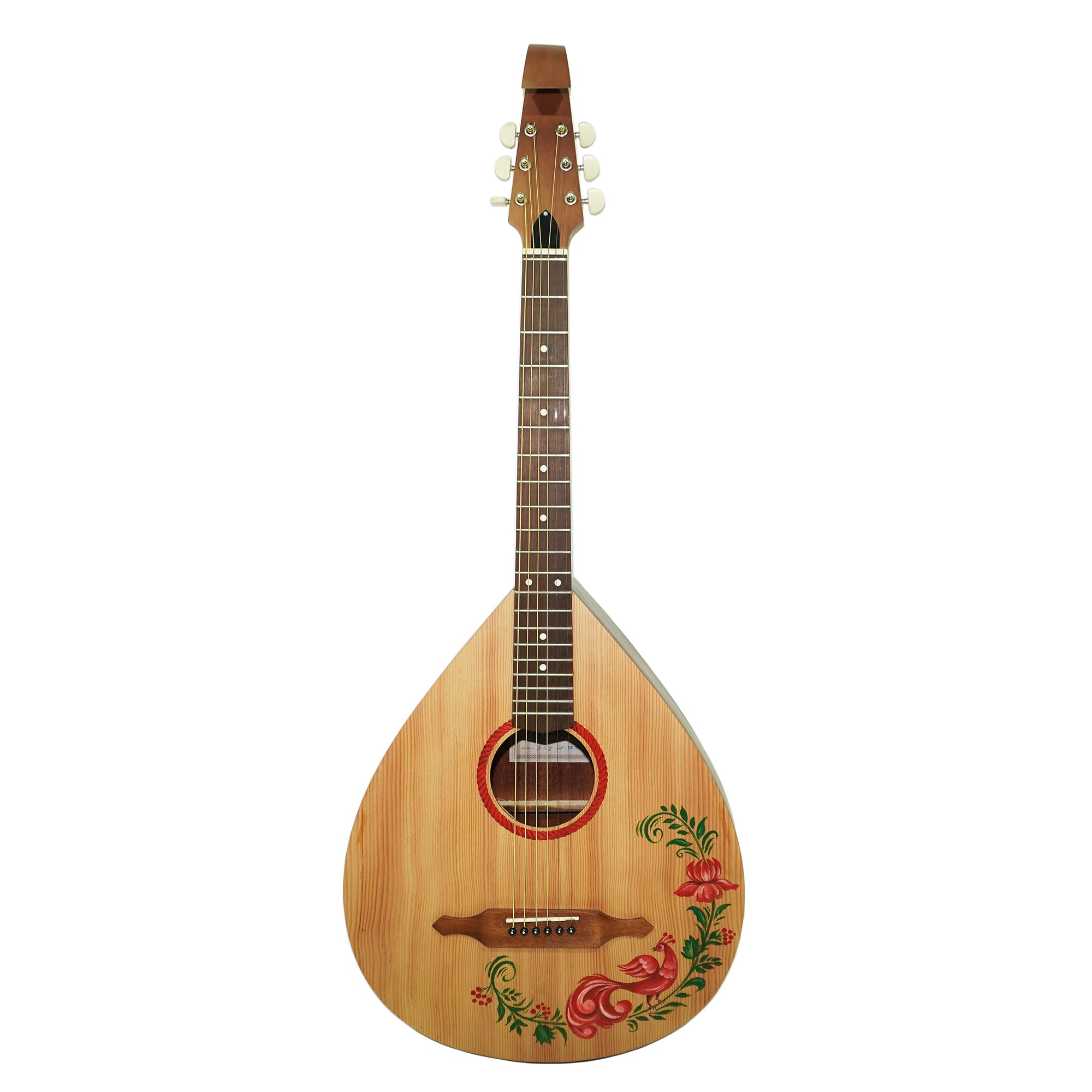 Handmade Ukrainian Kobza 6-String Acoustic Guitar - Natural Wood Folk Instrument with Beautiful Sound & Hand-Painted Design | Perfect for Folk Music, Cultural Performances & Home Decor
