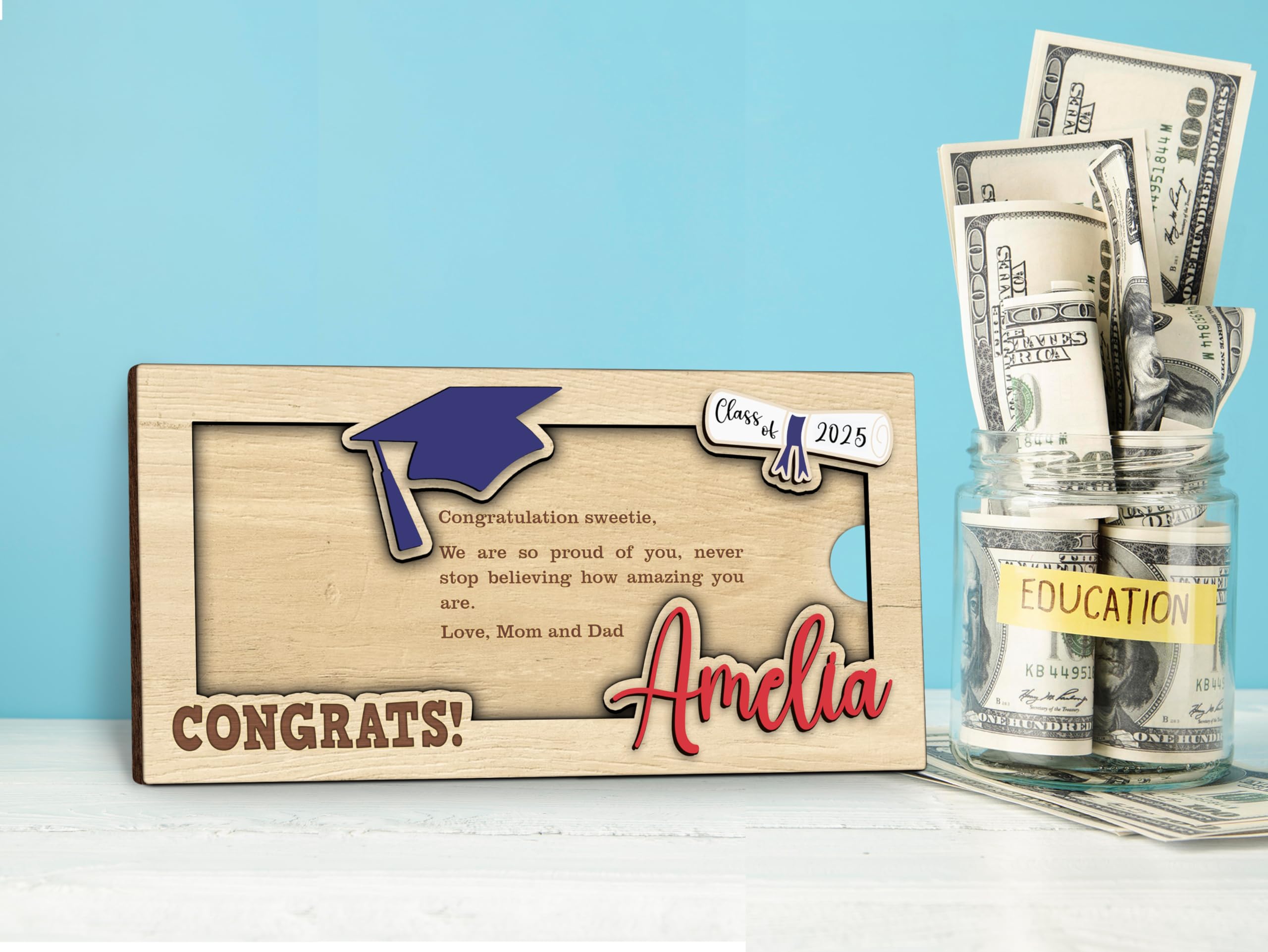 Personalized Graduation Money Holder 2025 - Custom Graduation Gifts for Daughter & Son - Bulk Graduation Cards & Leis - Perfect for High School & College Graduation Ceremonies